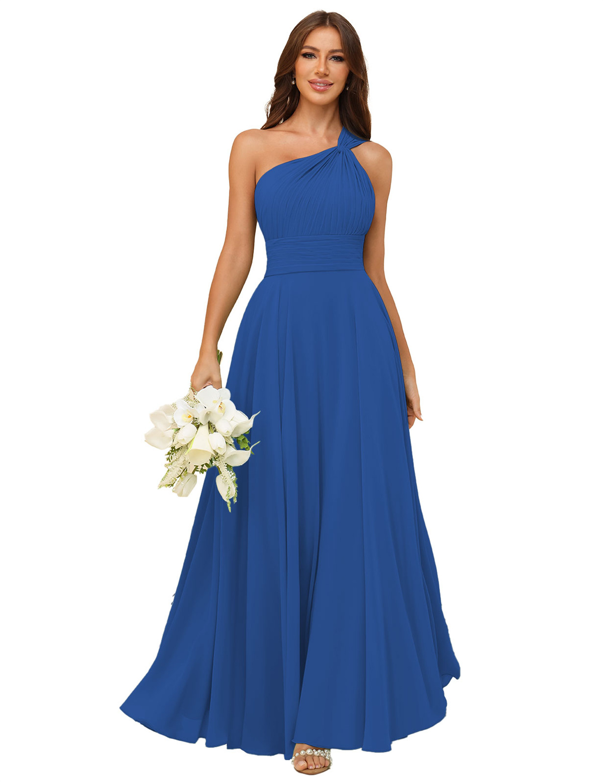 A-line One Shoulder Chiffon Bridesmaid Dress #BM2503027