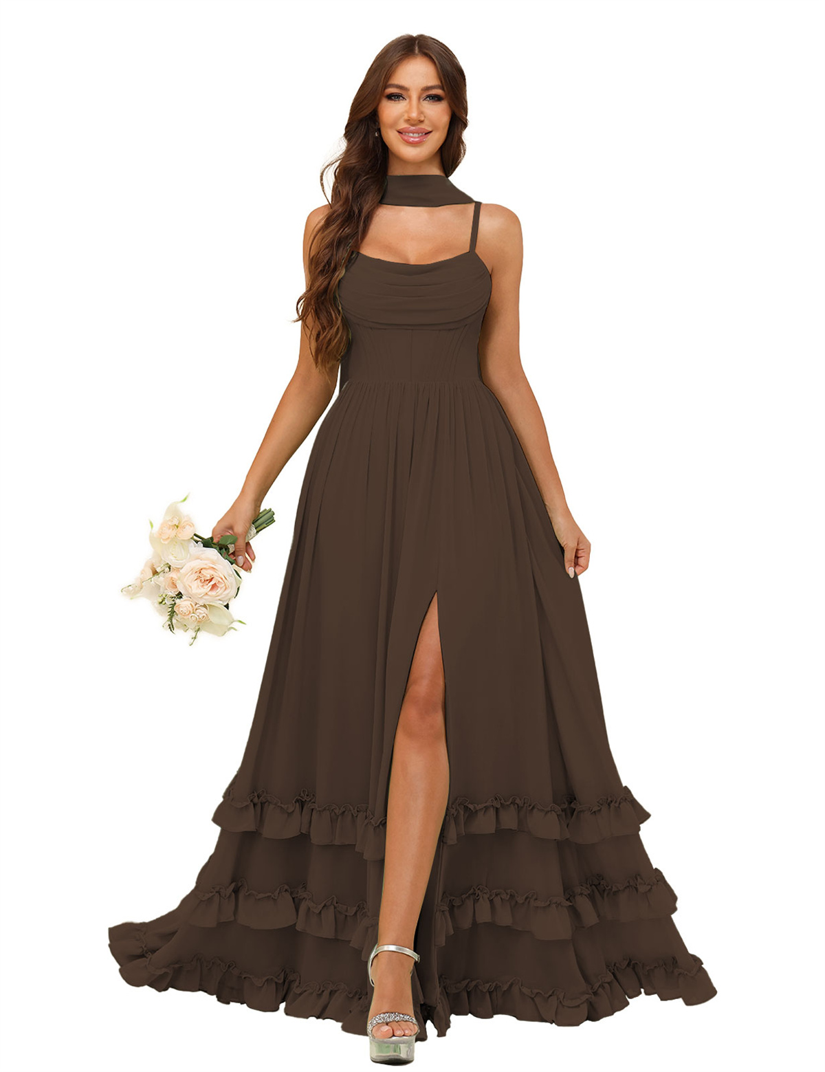 A-line Strapless Chiffon Ruffles Bridesmaid Dress #BM2507130