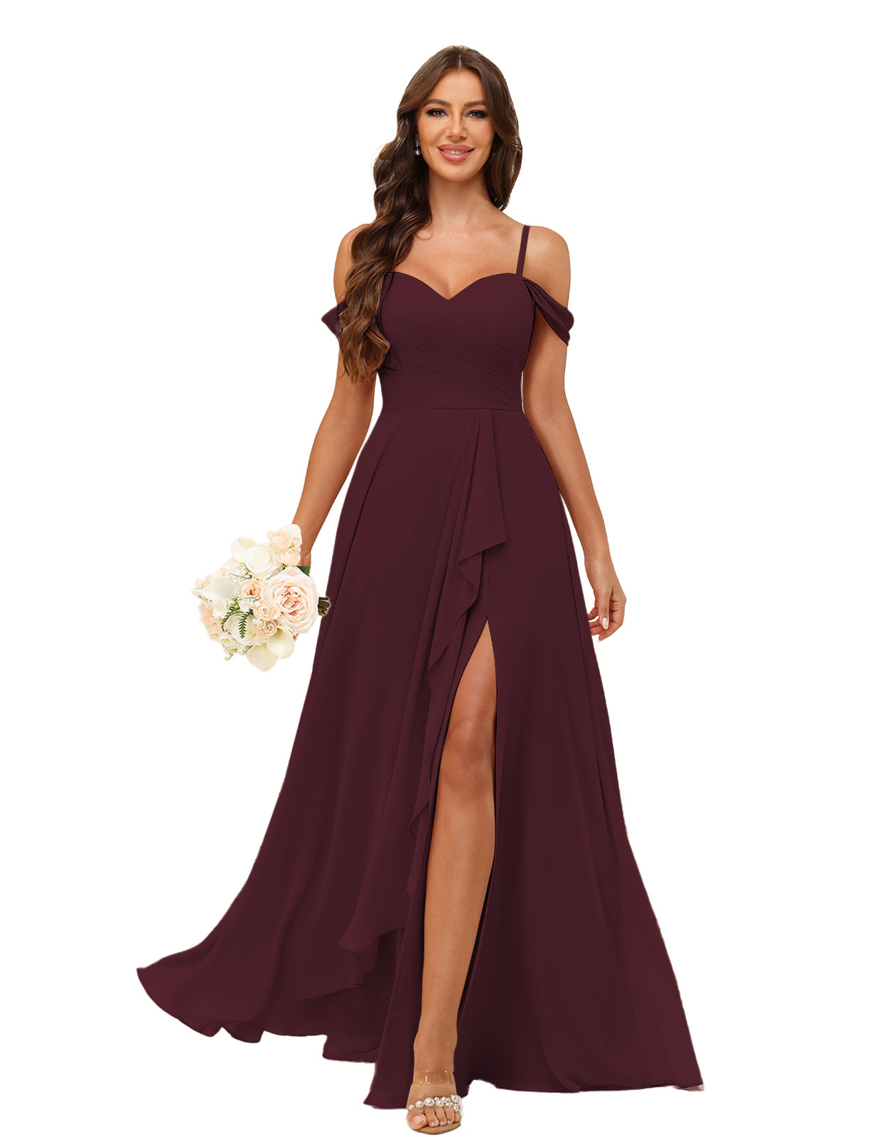 A-line Sweetheart Chiffon Silt Lace Up Bridesmaid Dress #BM2507137