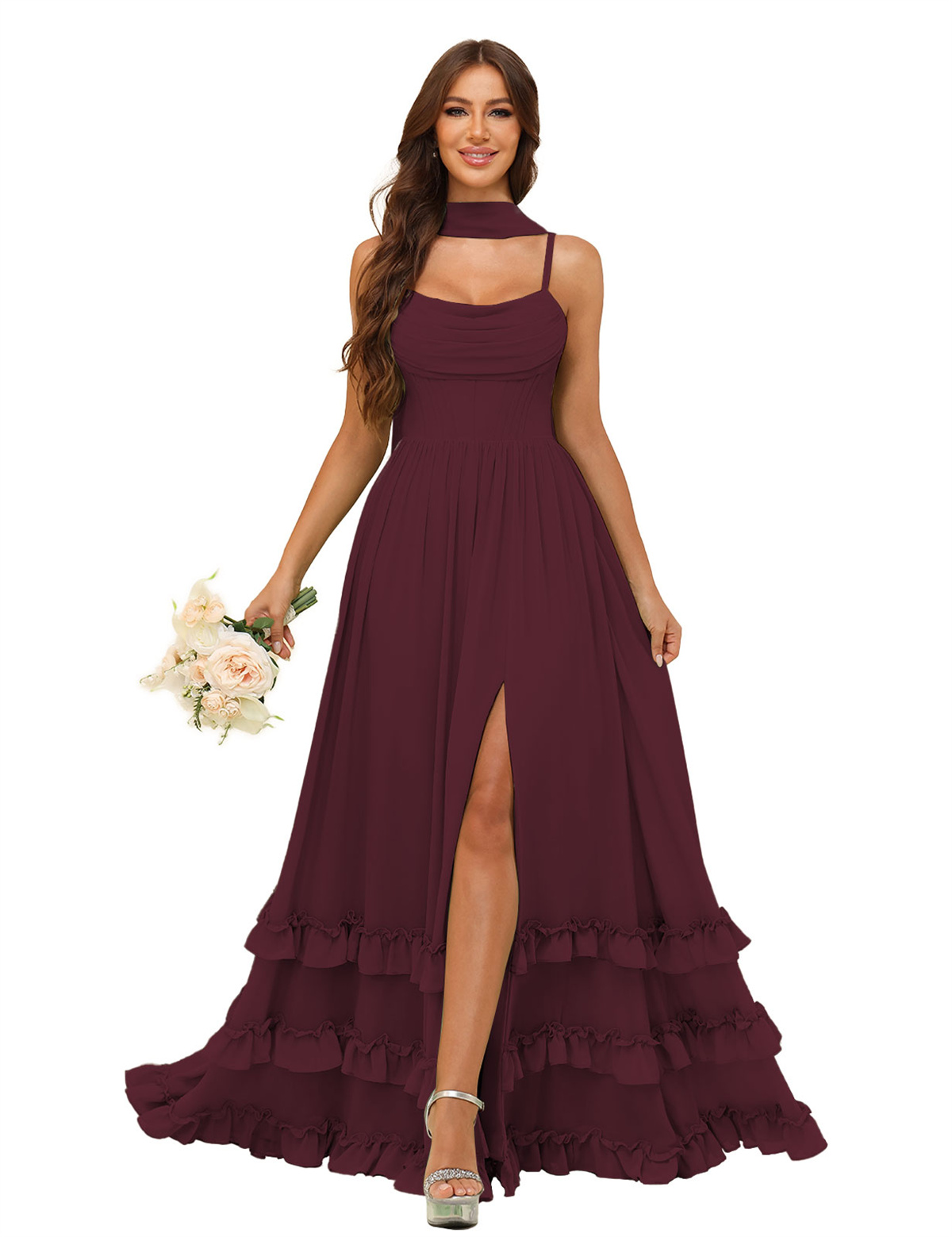 A-line Strapless Chiffon Ruffles Bridesmaid Dress #BM2507130