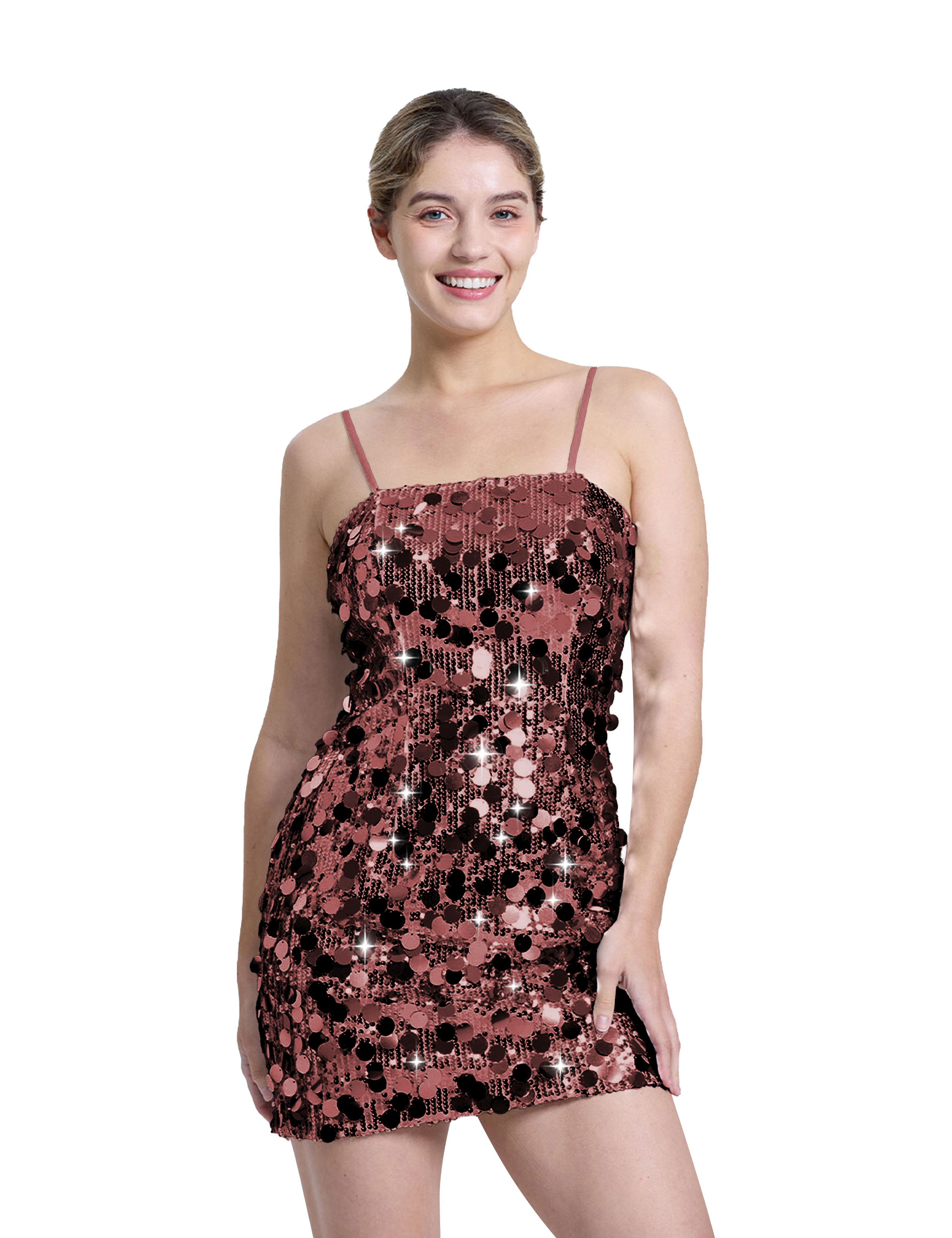 Sexy Spaghetti Strap Glitter Sequin Bodycon Club Party Homecoming Dress #HC2604022