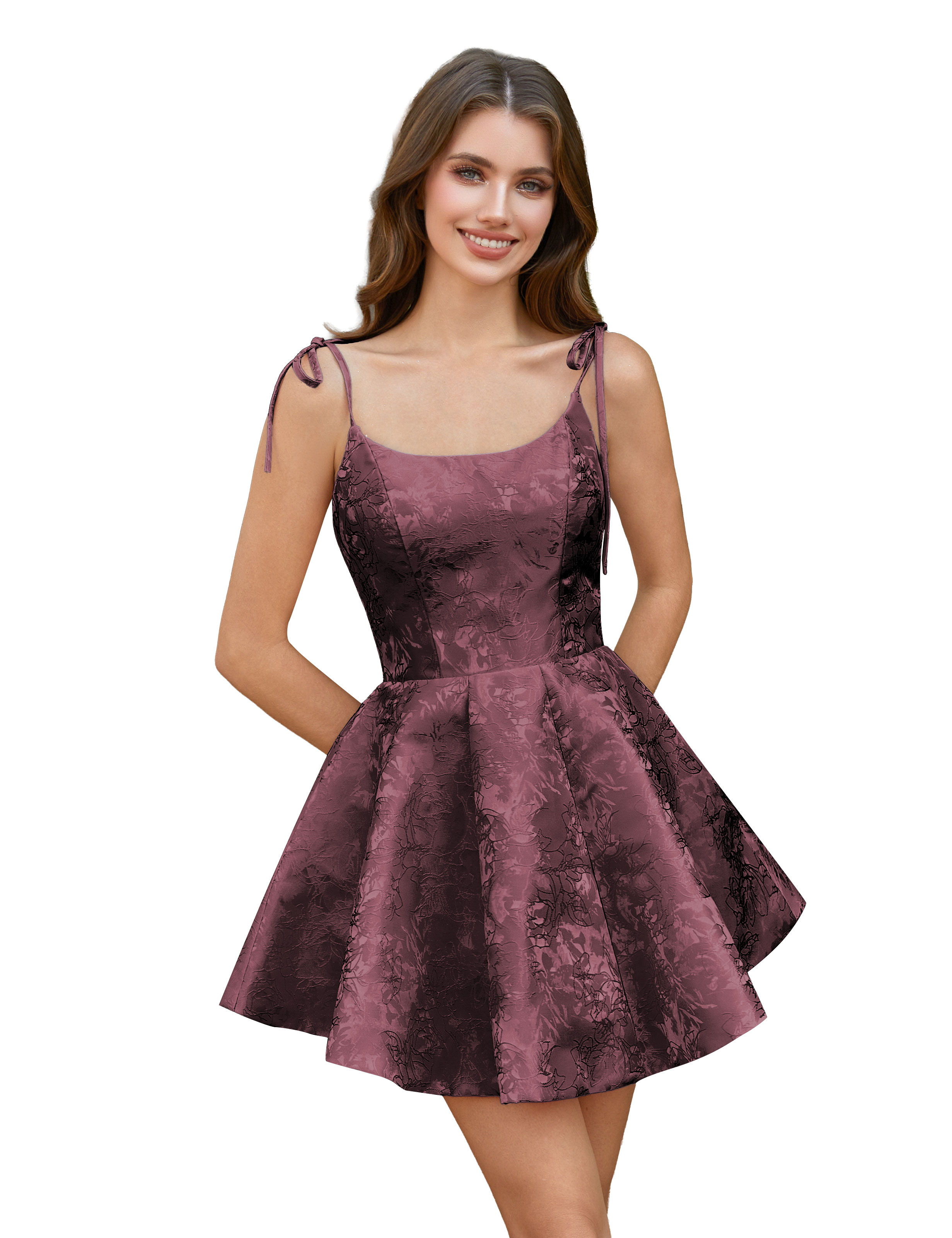  A-Line Spaghetti Straps Satin Homecoming Dress with Pockets #HC2402238