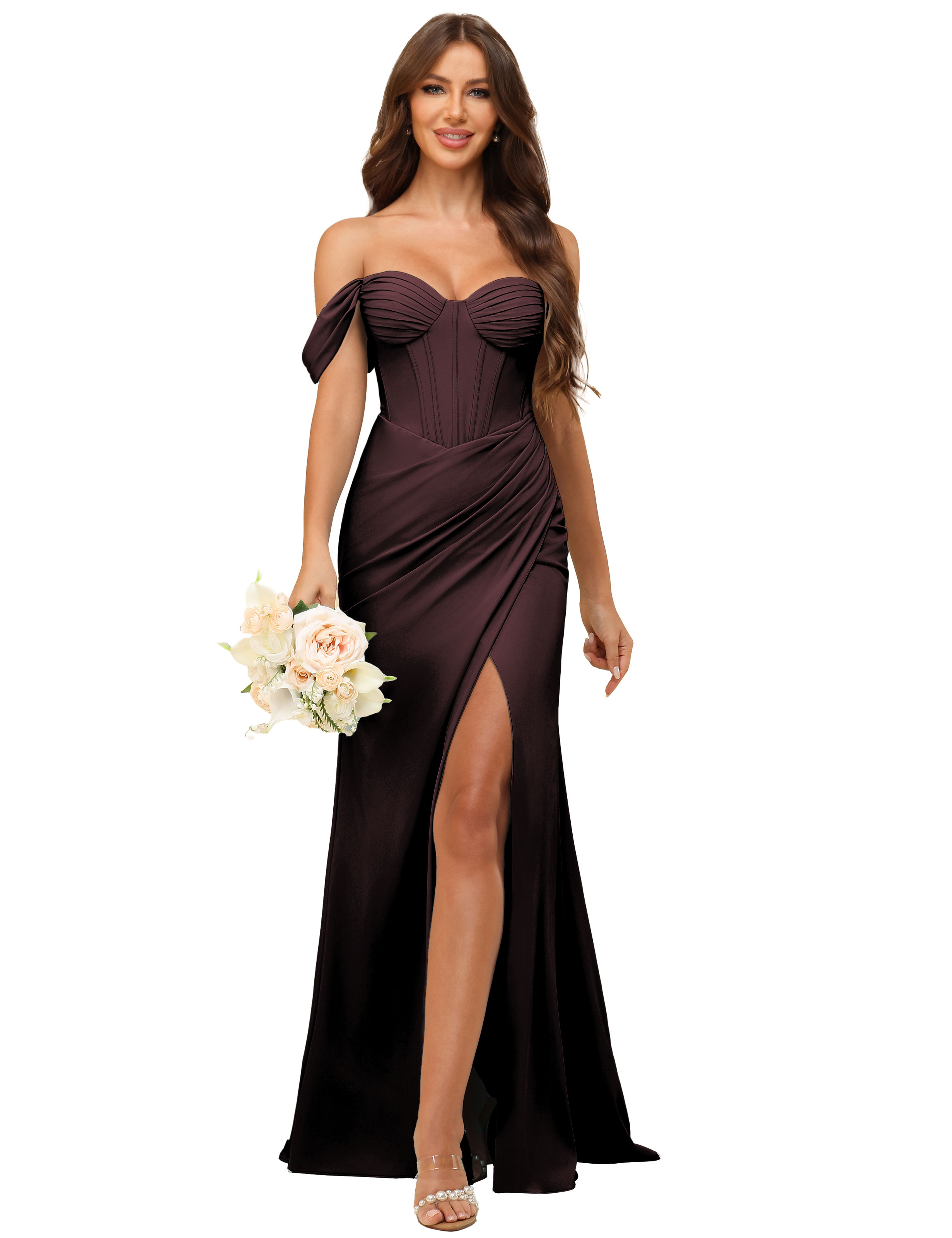 Mermaid Off-The-Shoulder Slit Bridesmaid Dress #BM2507139