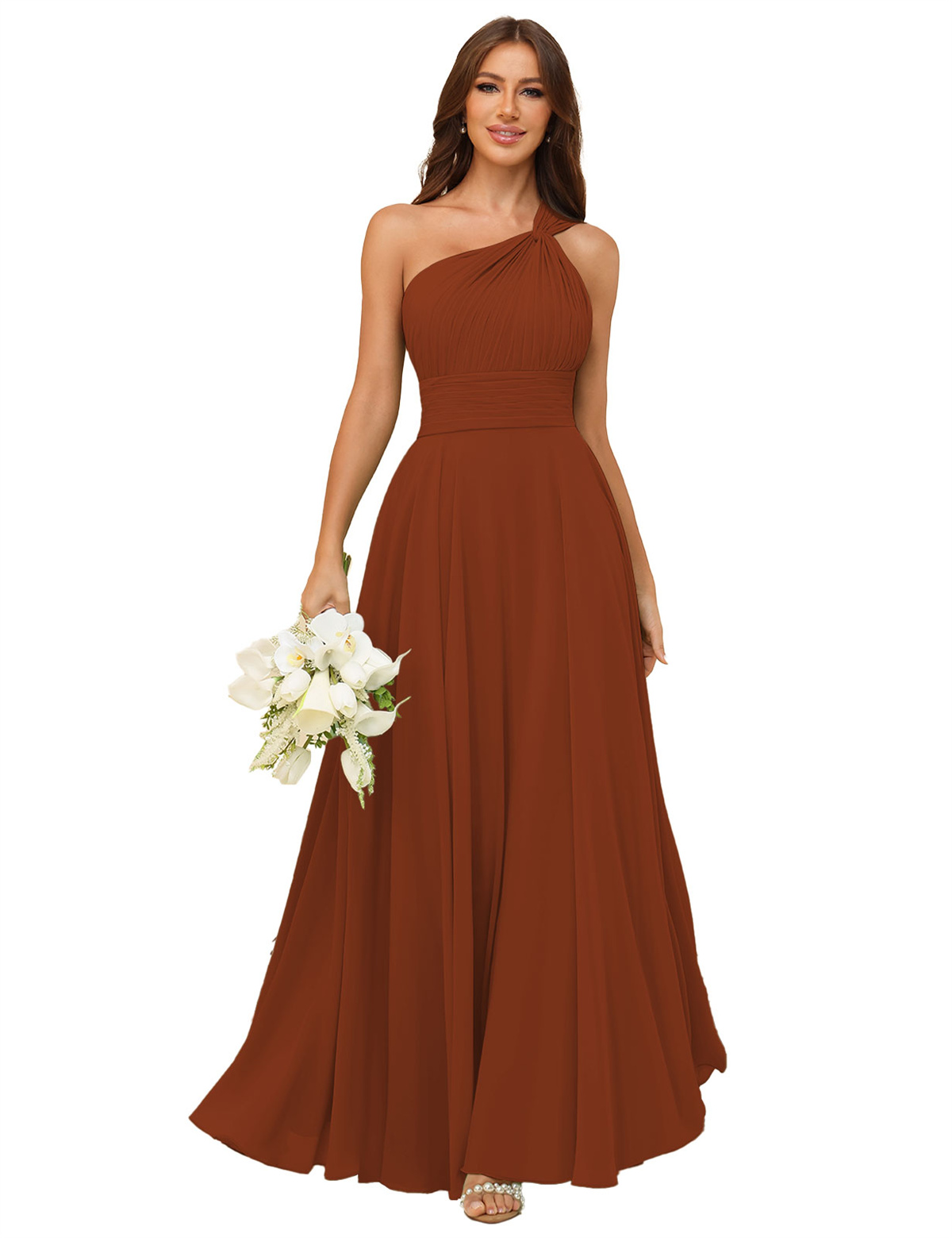 A-line One Shoulder Chiffon Bridesmaid Dress #BM2503027