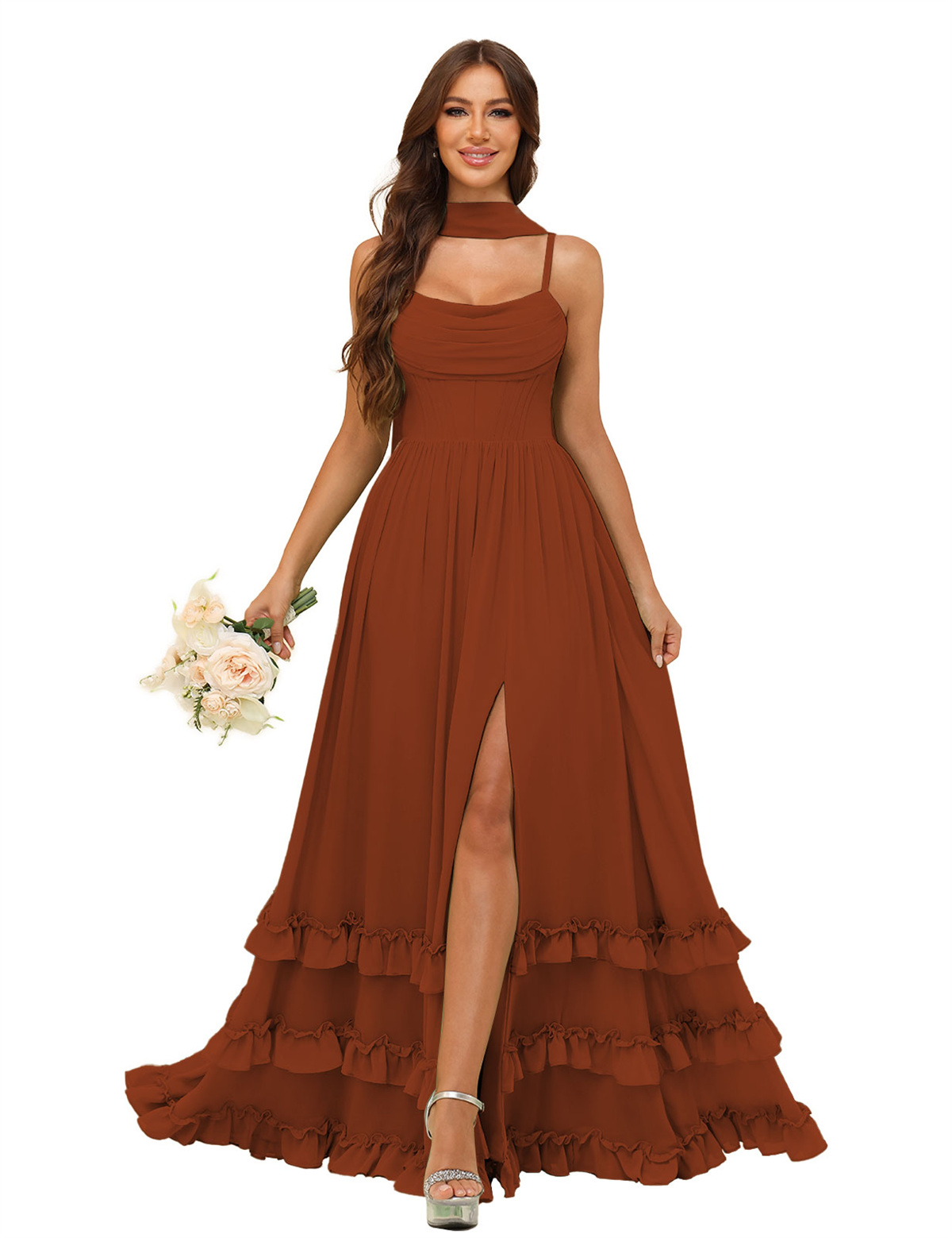 A-line Strapless Chiffon Ruffles Bridesmaid Dress #BM2507130