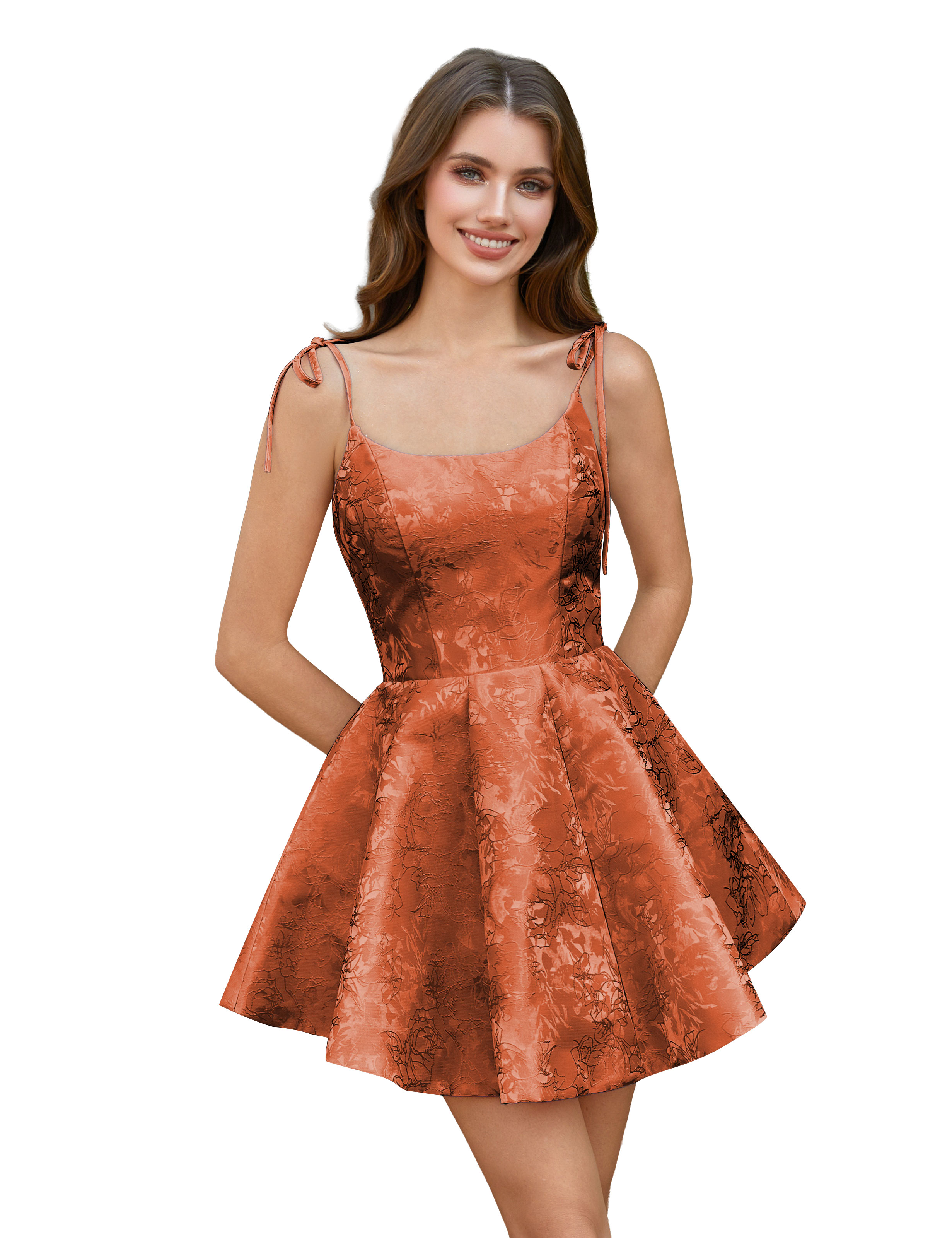  A-Line Spaghetti Straps Satin Homecoming Dress with Pockets #HC2402238
