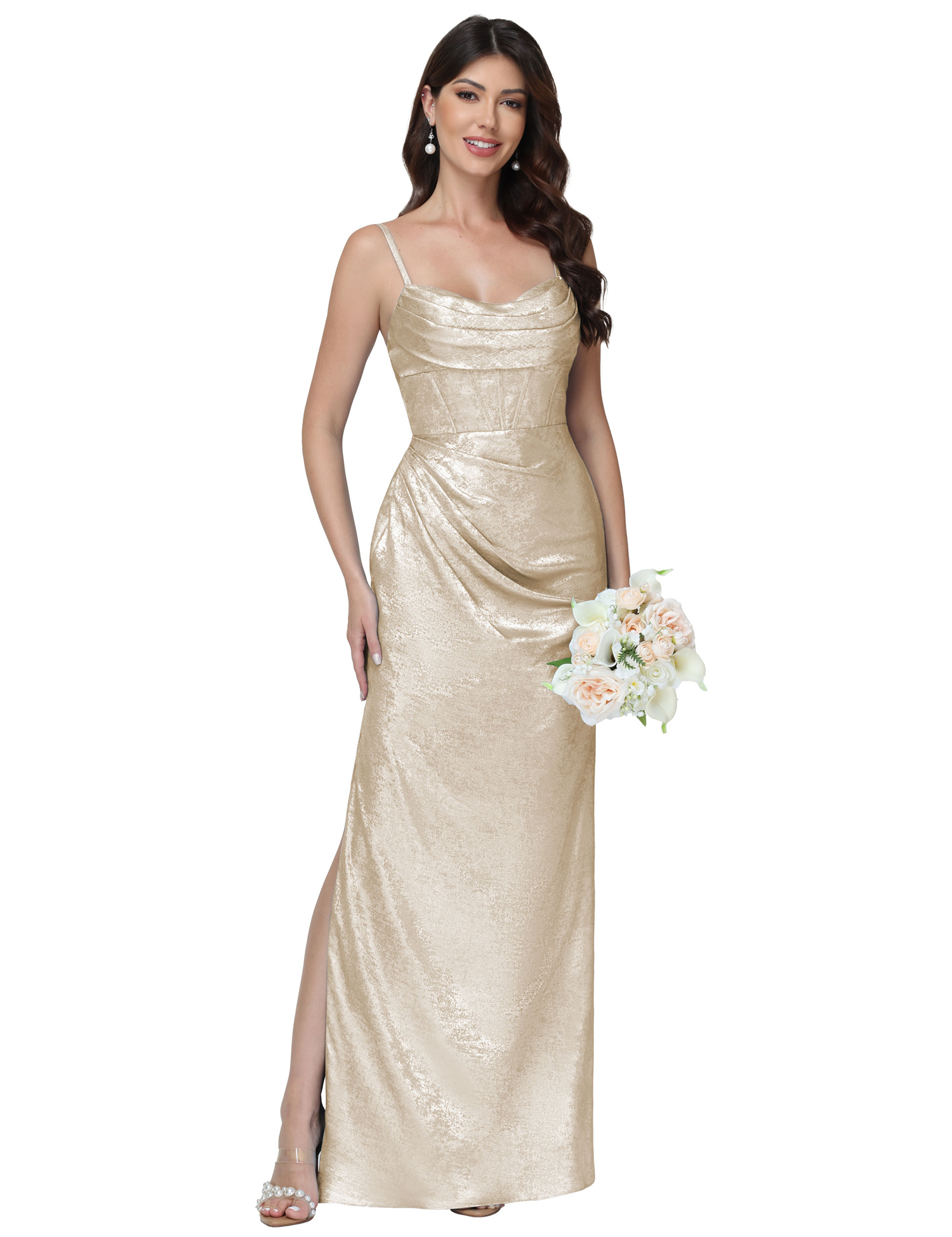 Mermaid Strapless Spaghetti Straps Silt Bridesmaid Dress #BM2512053