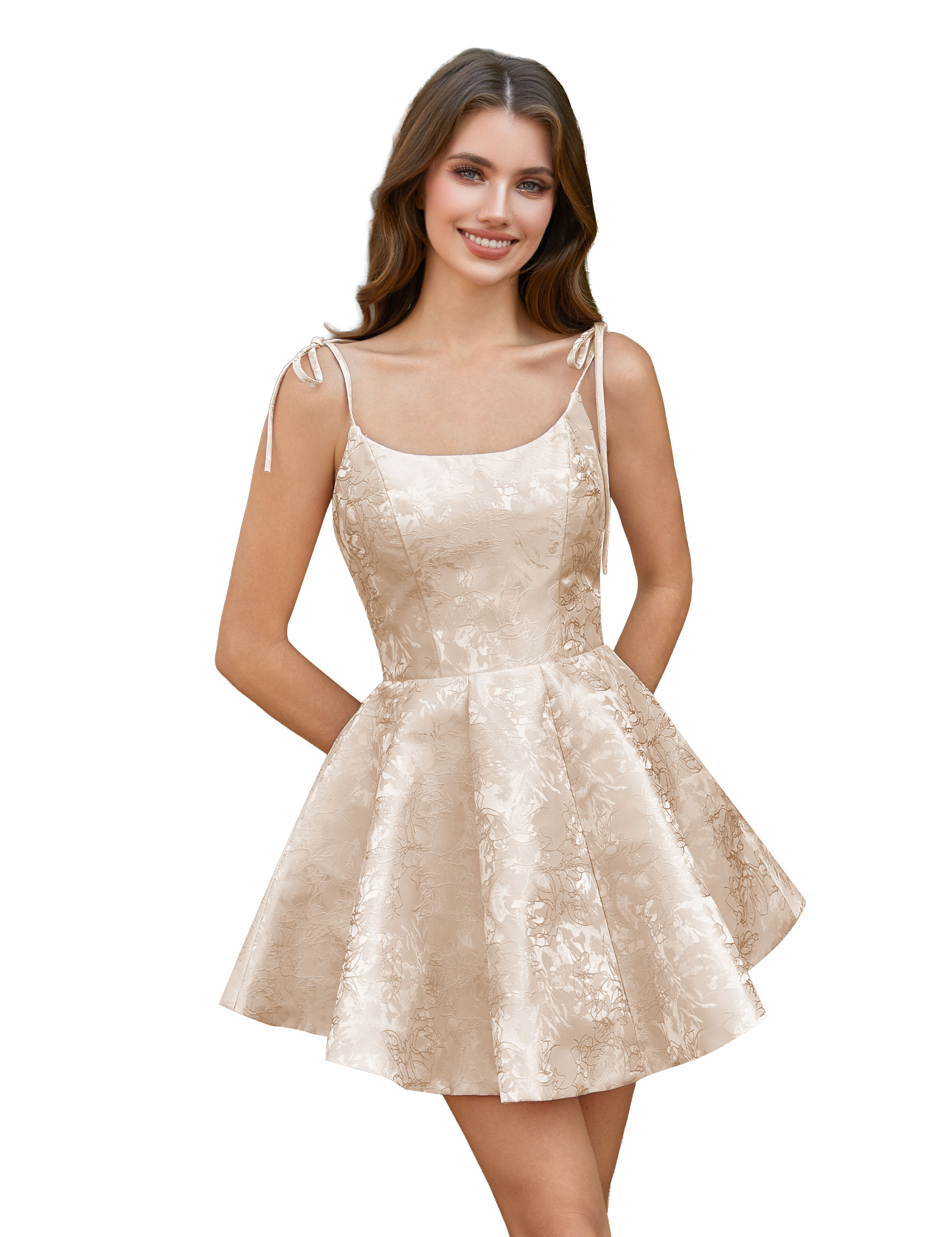  A-Line Spaghetti Straps Satin Homecoming Dress with Pockets #HC2402238
