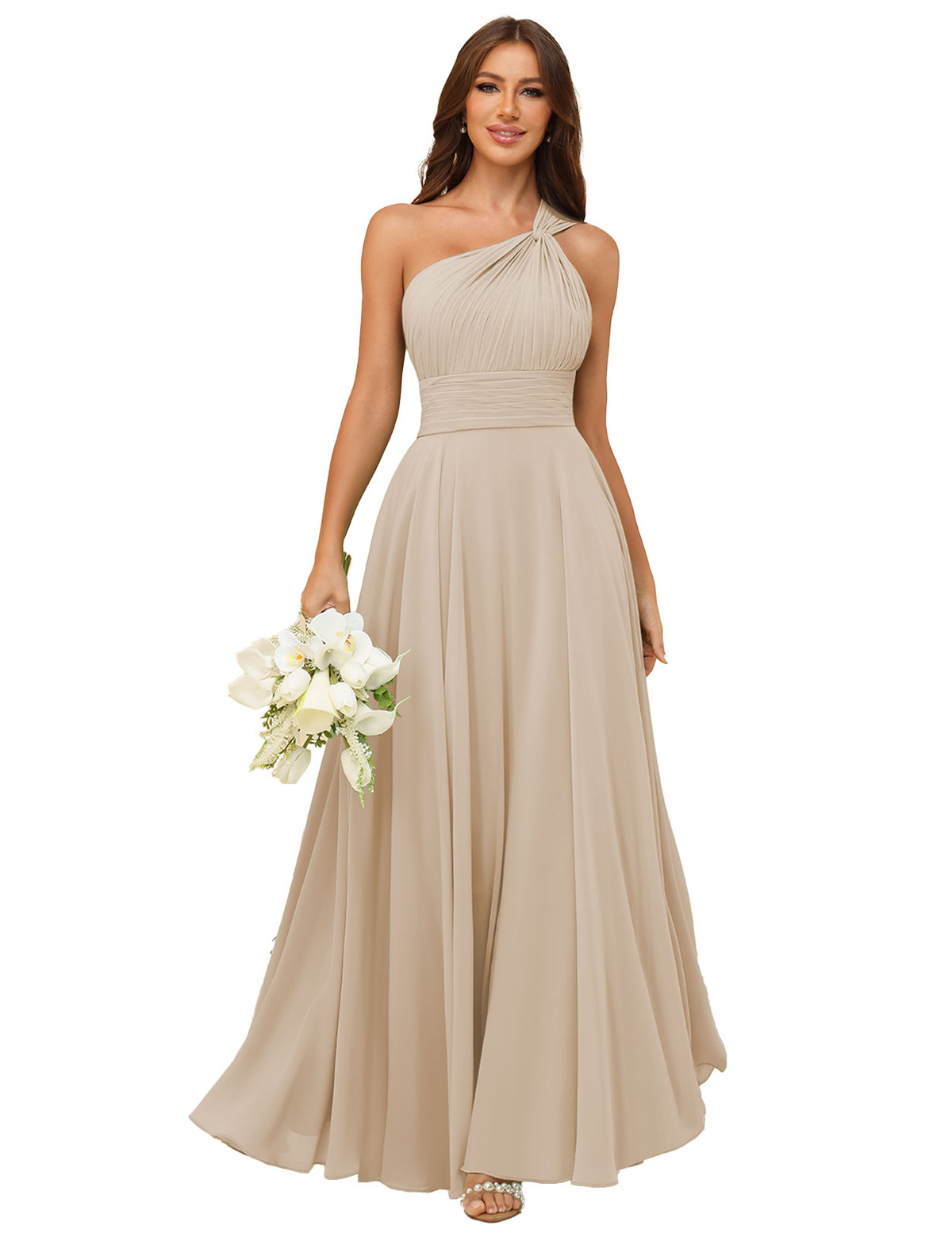 A-line One Shoulder Chiffon Bridesmaid Dress #BM2503027