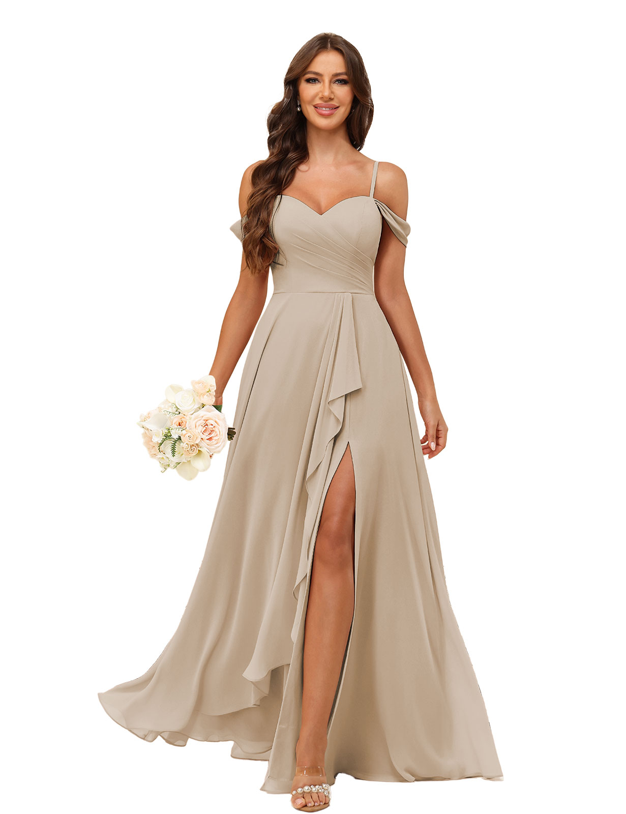 A-line Sweetheart Chiffon Silt Lace Up Bridesmaid Dress #BM2507137