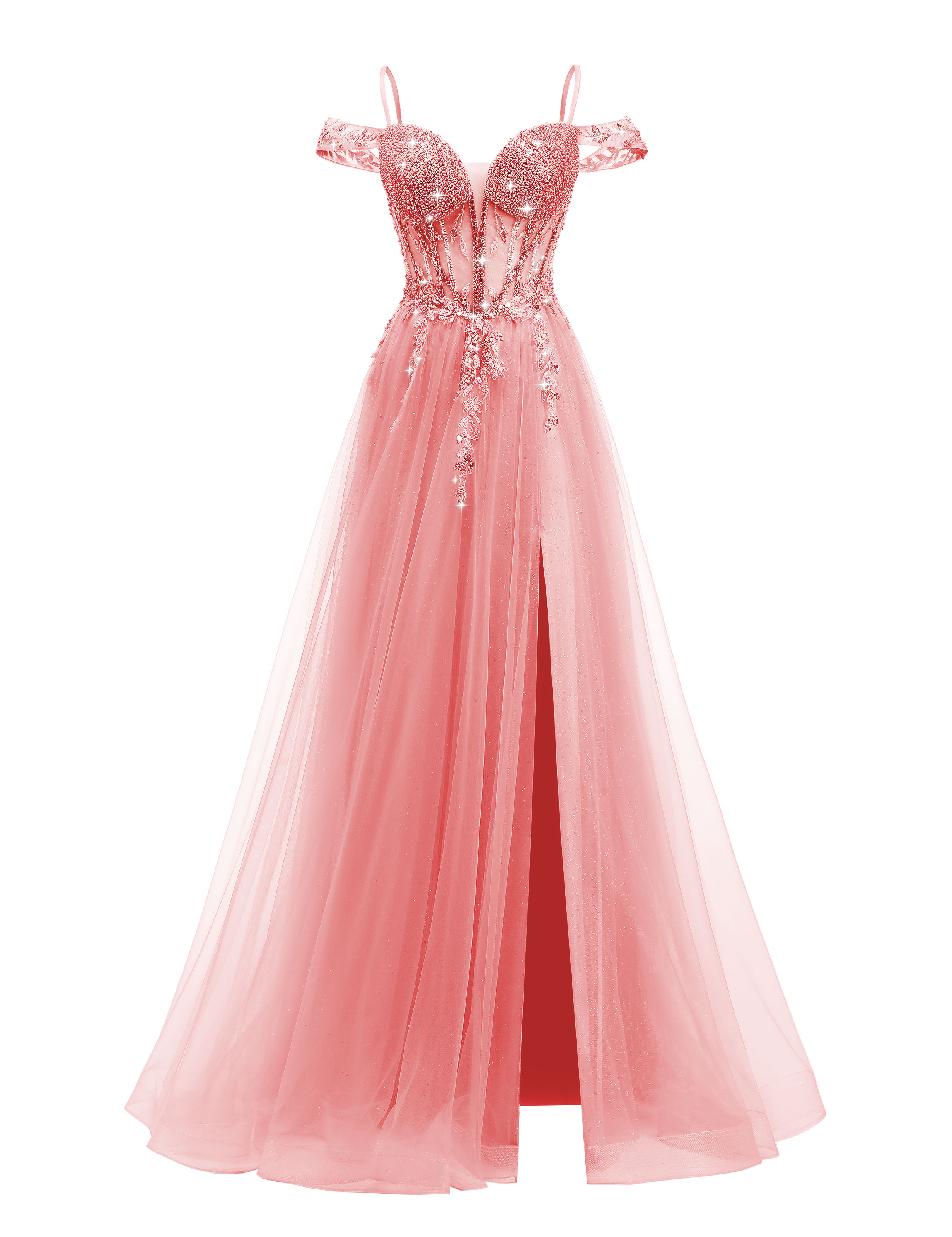 A-line Sweetheart Beaded Sparkly Tulle Lace Appliques Prom Dress #PR2510005