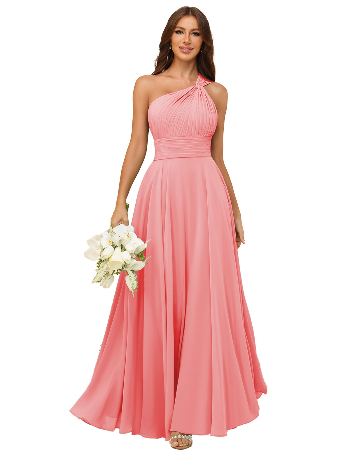 A-line One Shoulder Chiffon Bridesmaid Dress #BM2503027