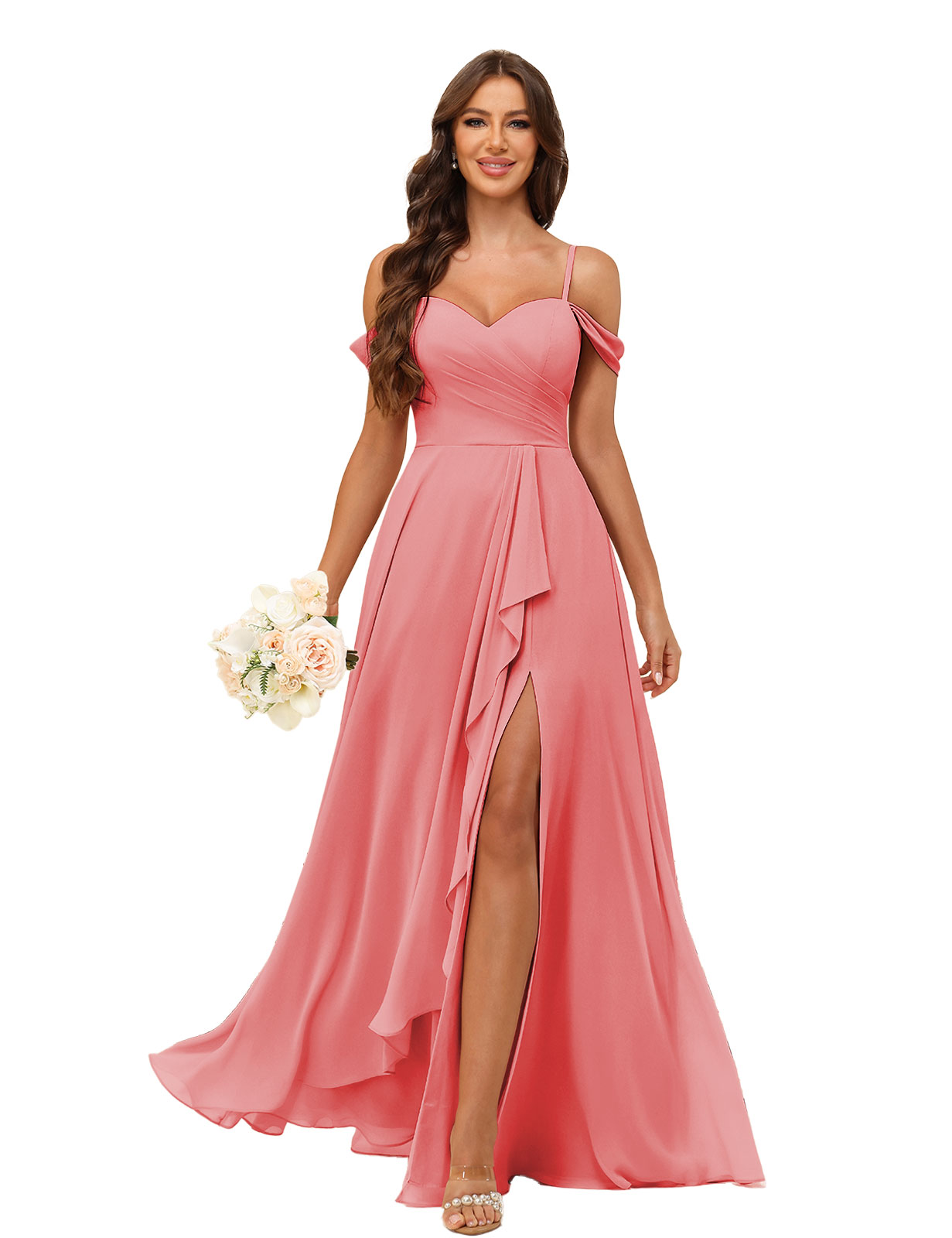 A-line Sweetheart Chiffon Silt Lace Up Bridesmaid Dress #BM2507137