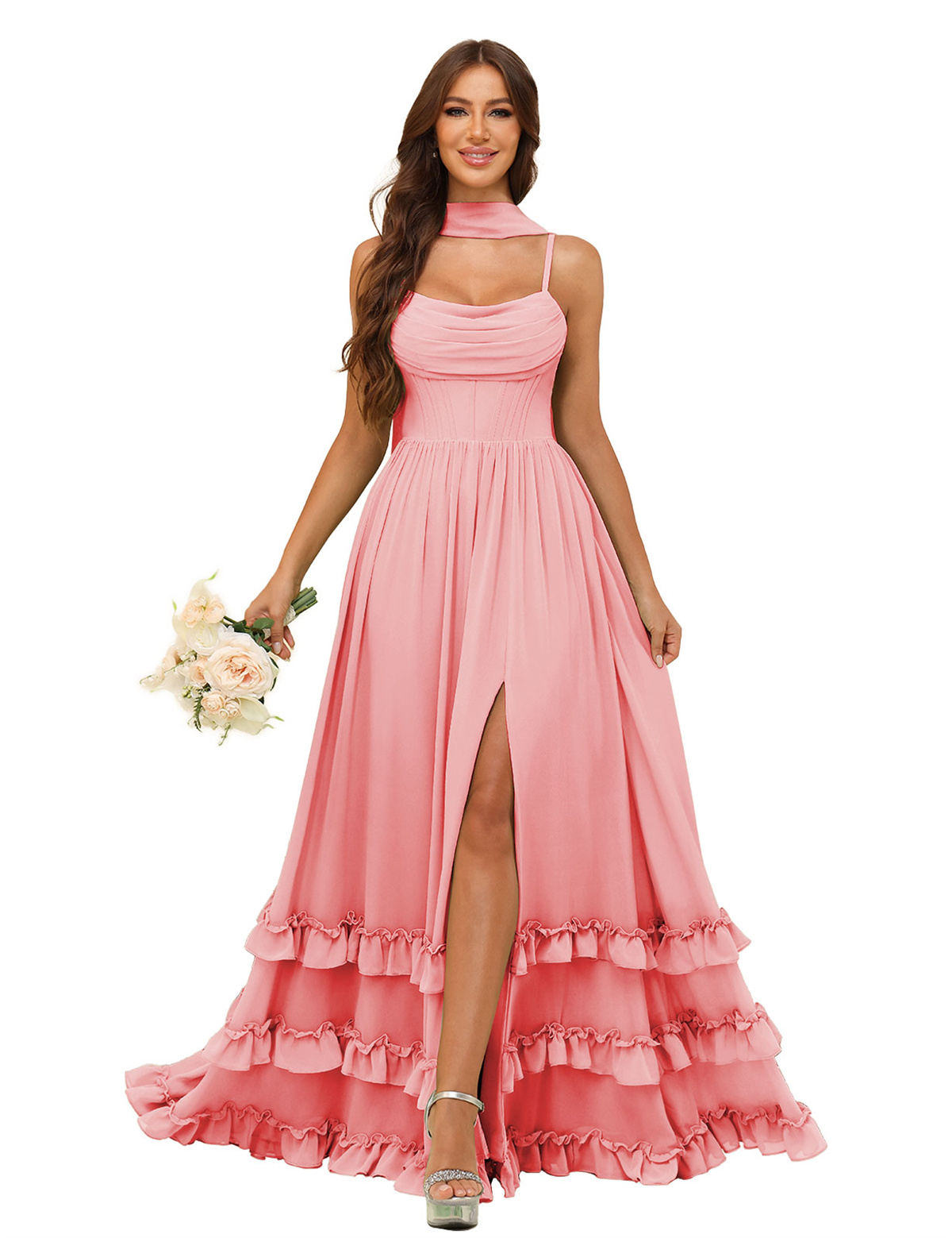 A-line Strapless Chiffon Ruffles Bridesmaid Dress #BM2507130