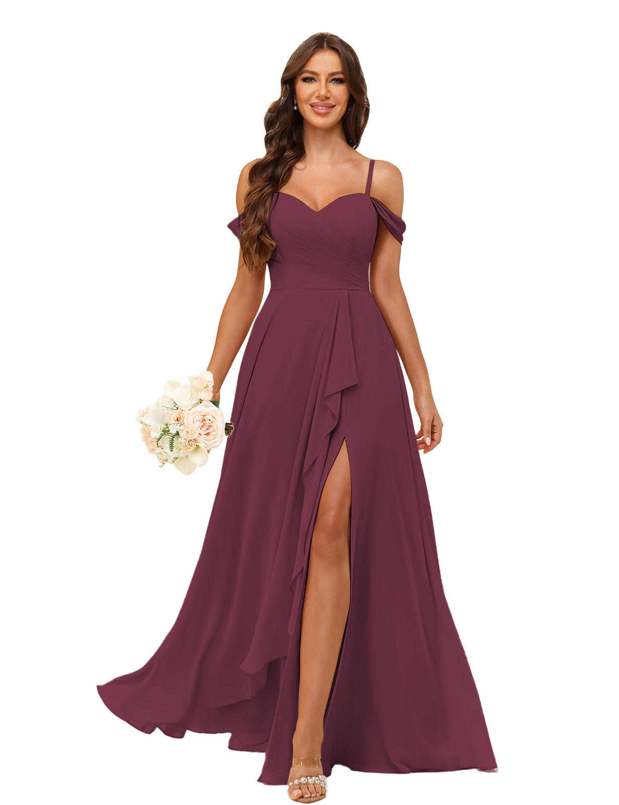 A-line Sweetheart Chiffon Silt Lace Up Bridesmaid Dress #BM2507137