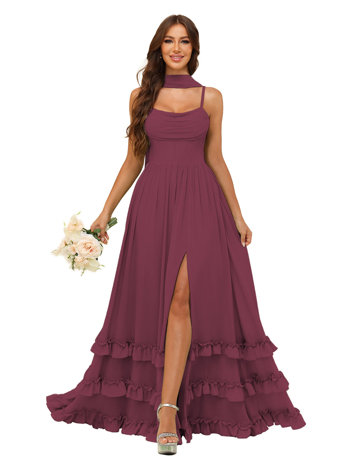 A-line Strapless Chiffon Ruffles Bridesmaid Dress #BM2507130