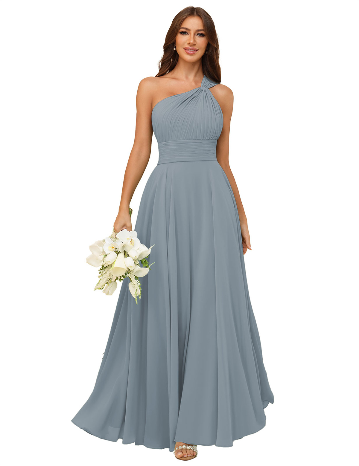 A-line One Shoulder Chiffon Bridesmaid Dress #BM2503027
