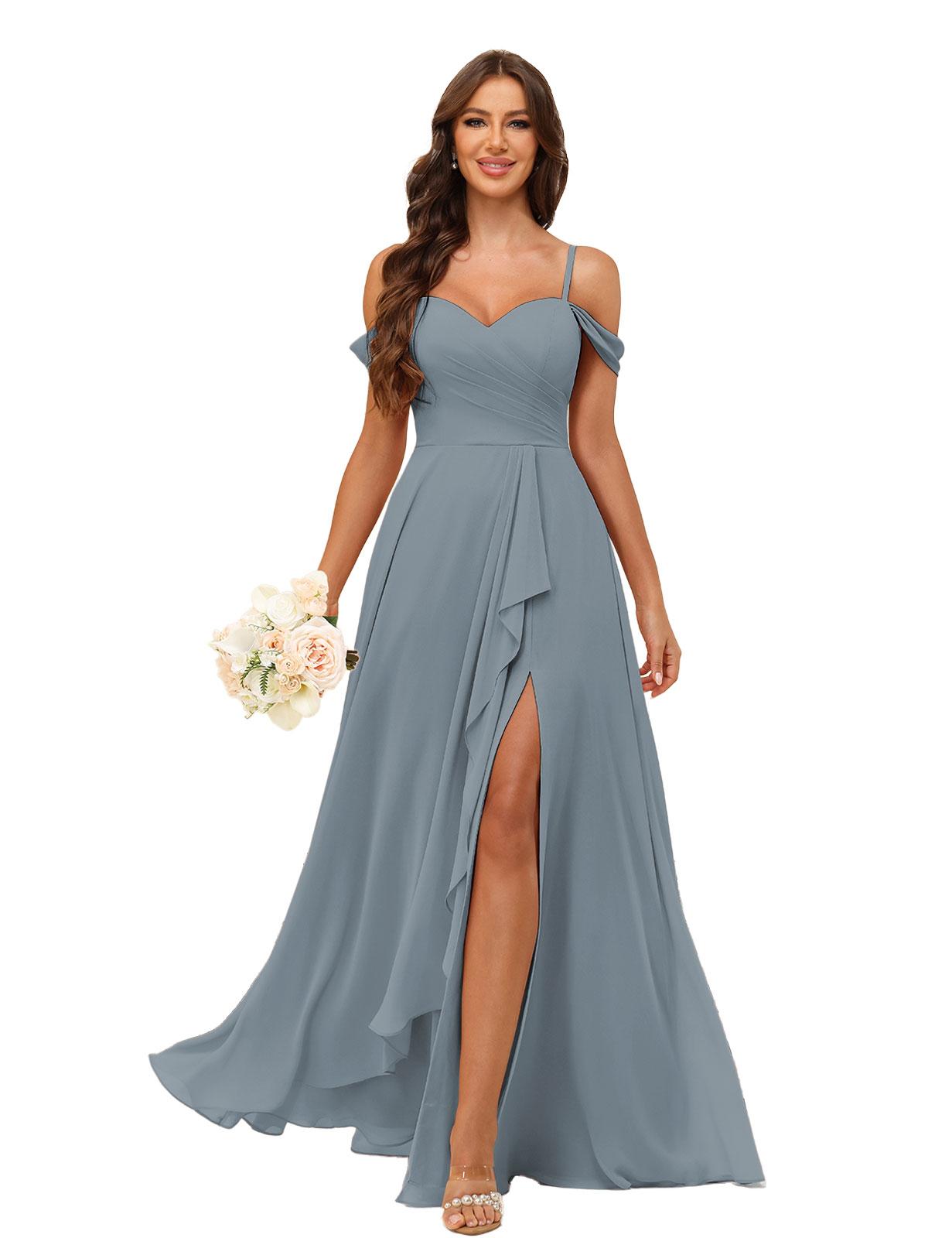 A-line Sweetheart Chiffon Silt Lace Up Bridesmaid Dress #BM2507137