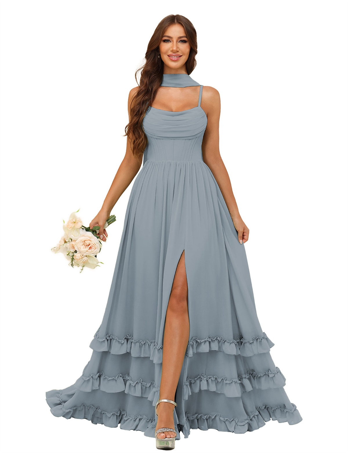 A-line Strapless Chiffon Ruffles Bridesmaid Dress #BM2507130