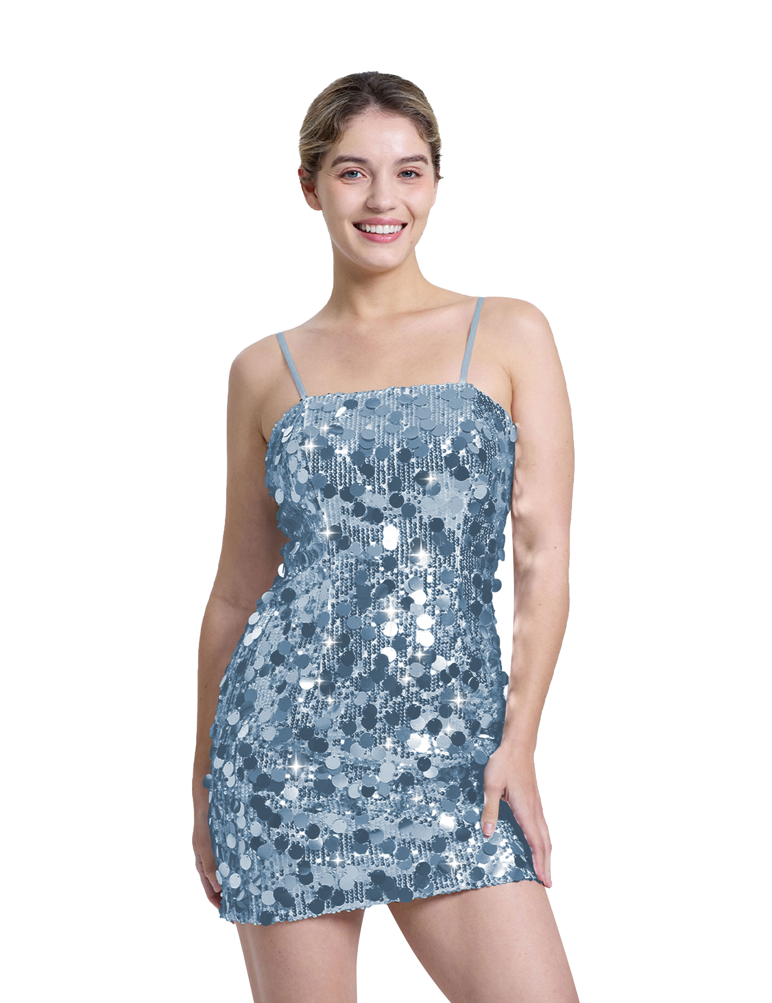 Sexy Spaghetti Strap Glitter Sequin Bodycon Club Party Homecoming Dress #HC2604022