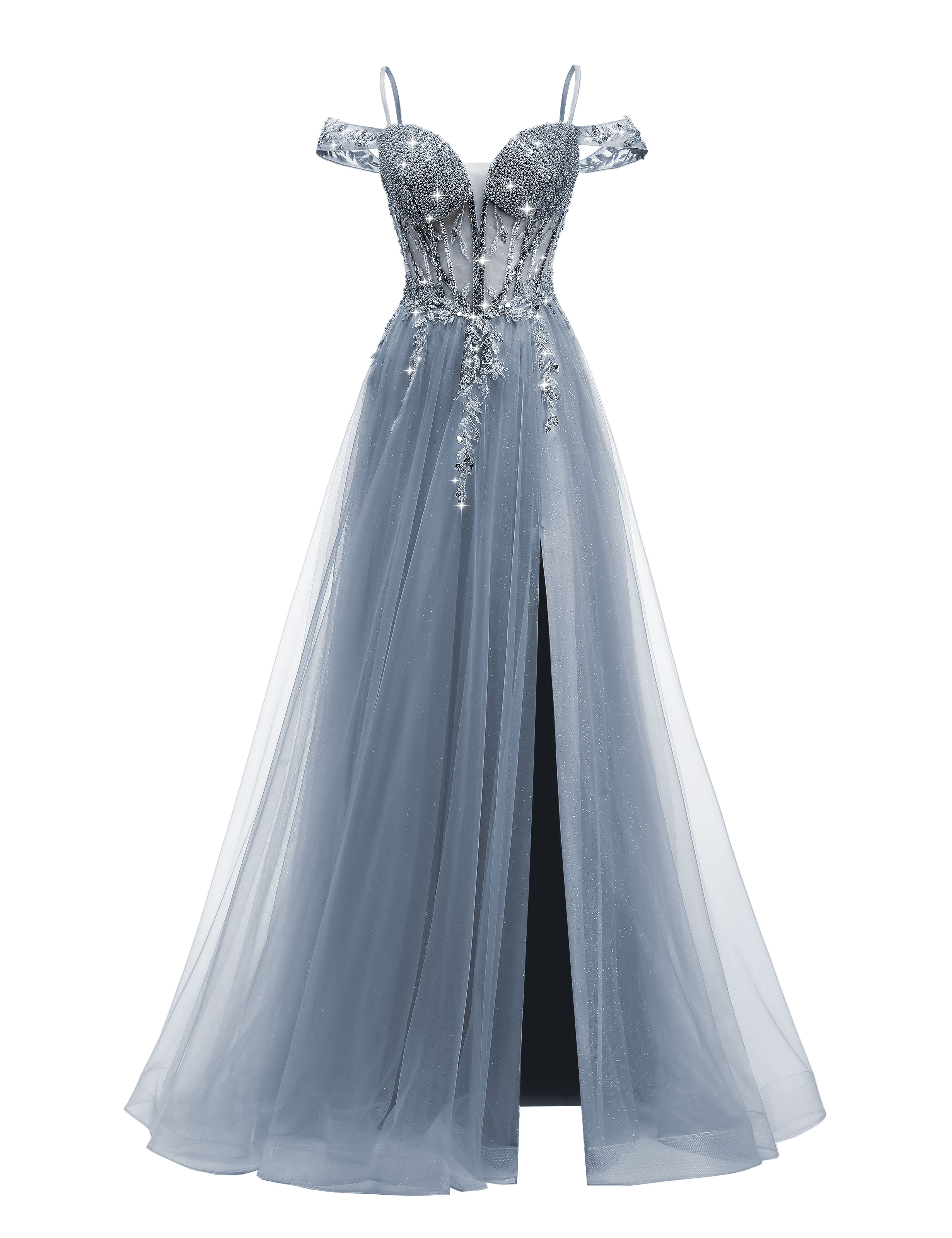 A-line Sweetheart Beaded Sparkly Tulle Lace Appliques Prom Dress #PR2510005