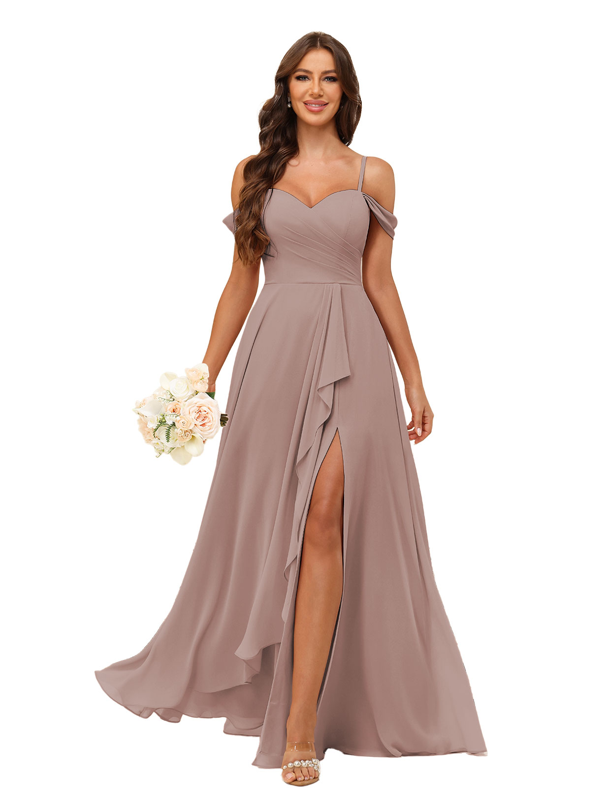 A-line Sweetheart Chiffon Silt Lace Up Bridesmaid Dress #BM2507137