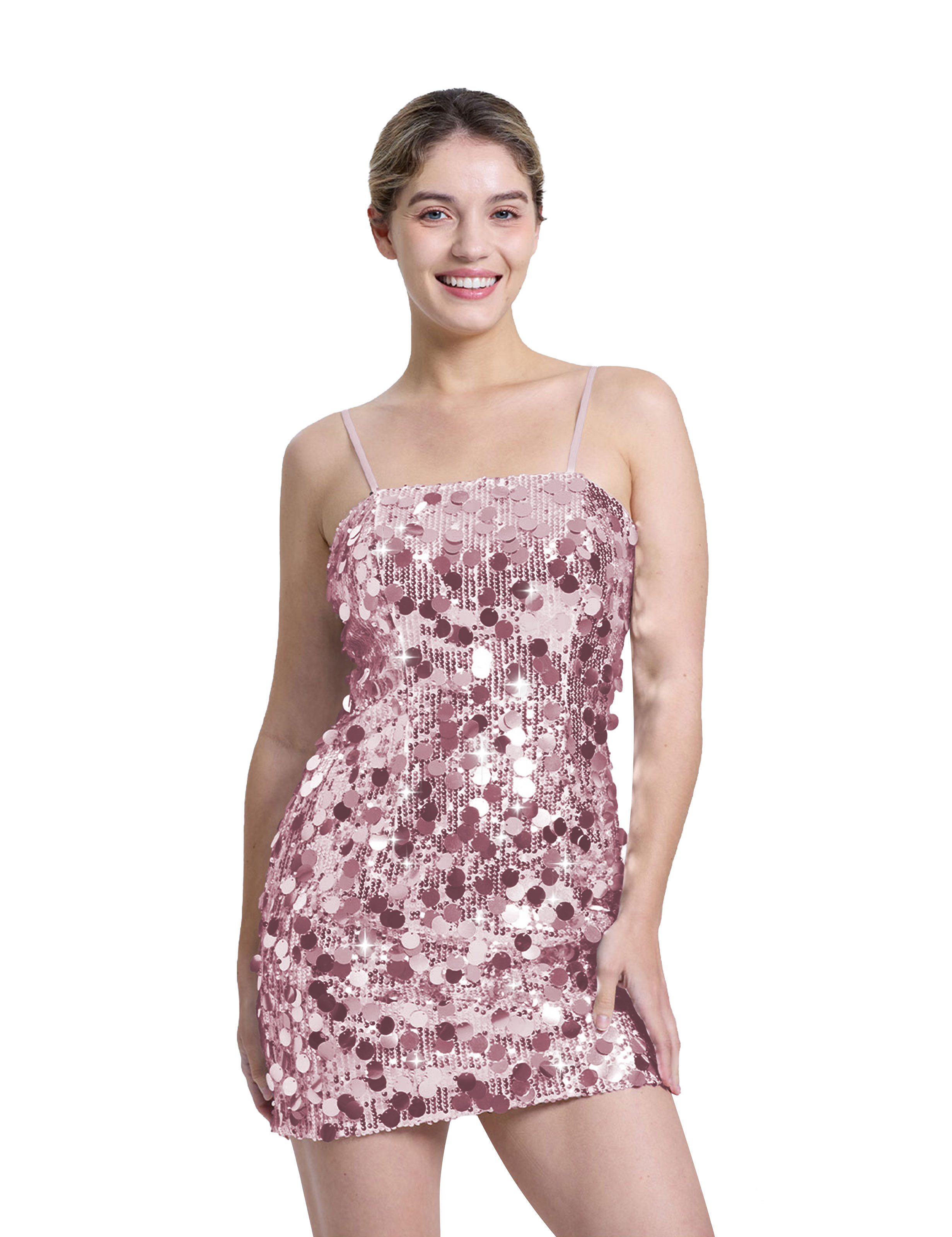 Sexy Spaghetti Strap Glitter Sequin Bodycon Club Party Homecoming Dress #HC2604022