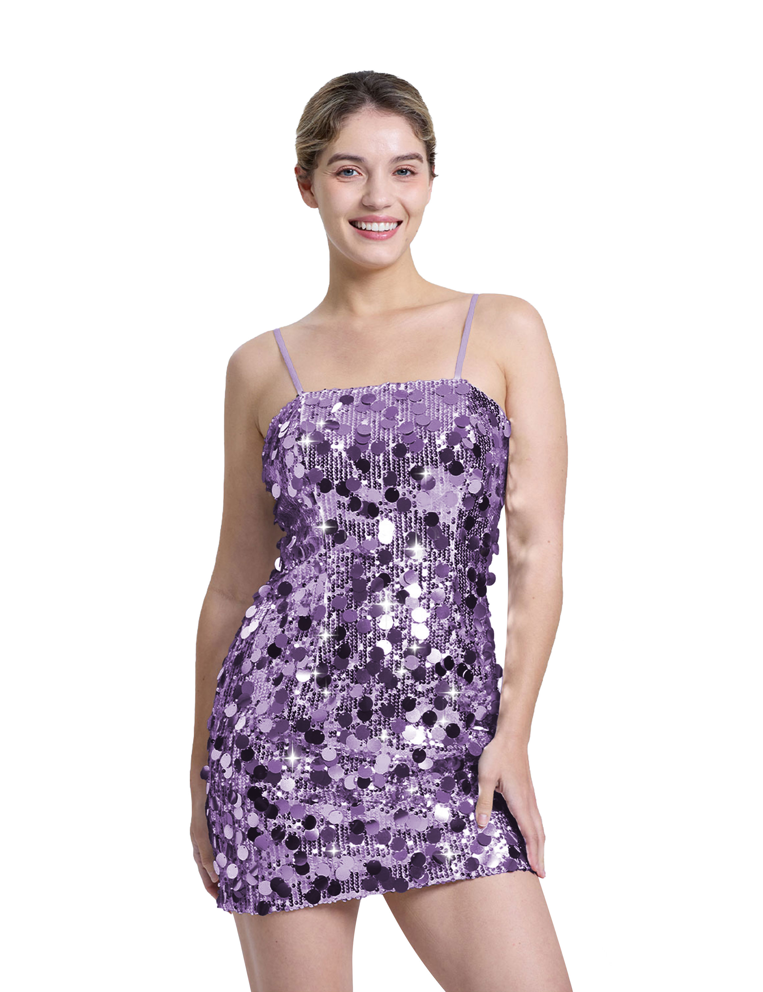 Sexy Spaghetti Strap Glitter Sequin Bodycon Club Party Homecoming Dress #HC2604022