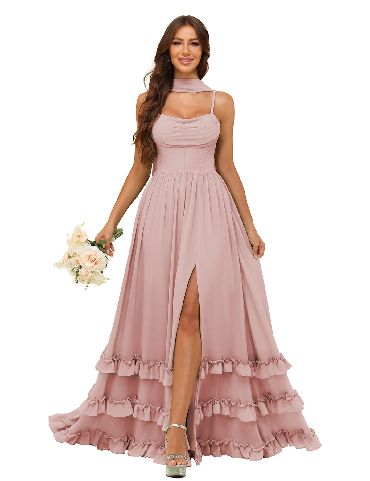 A-line Strapless Chiffon Ruffles Bridesmaid Dress #BM2507130
