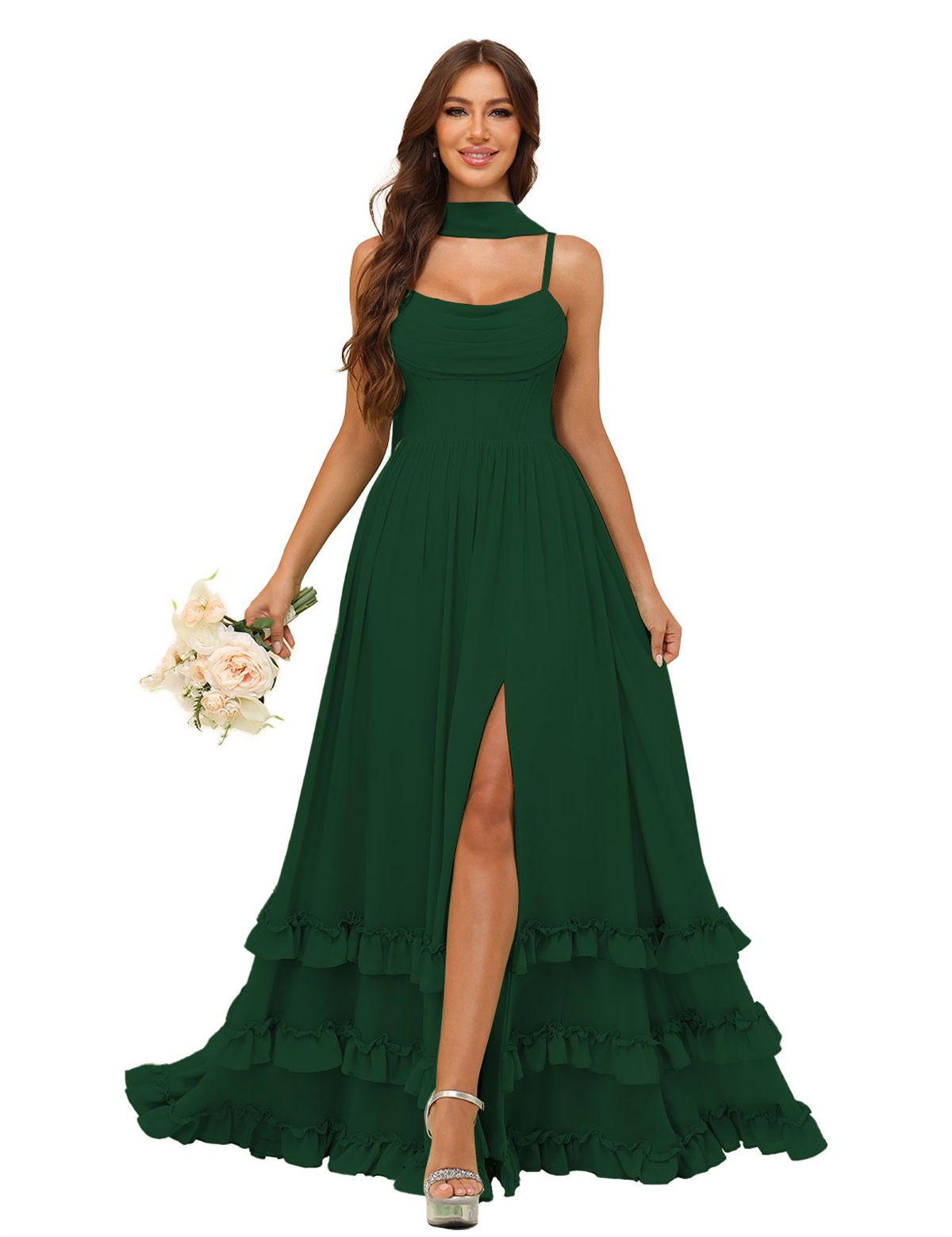 A-line Strapless Chiffon Ruffles Bridesmaid Dress #BM2507130