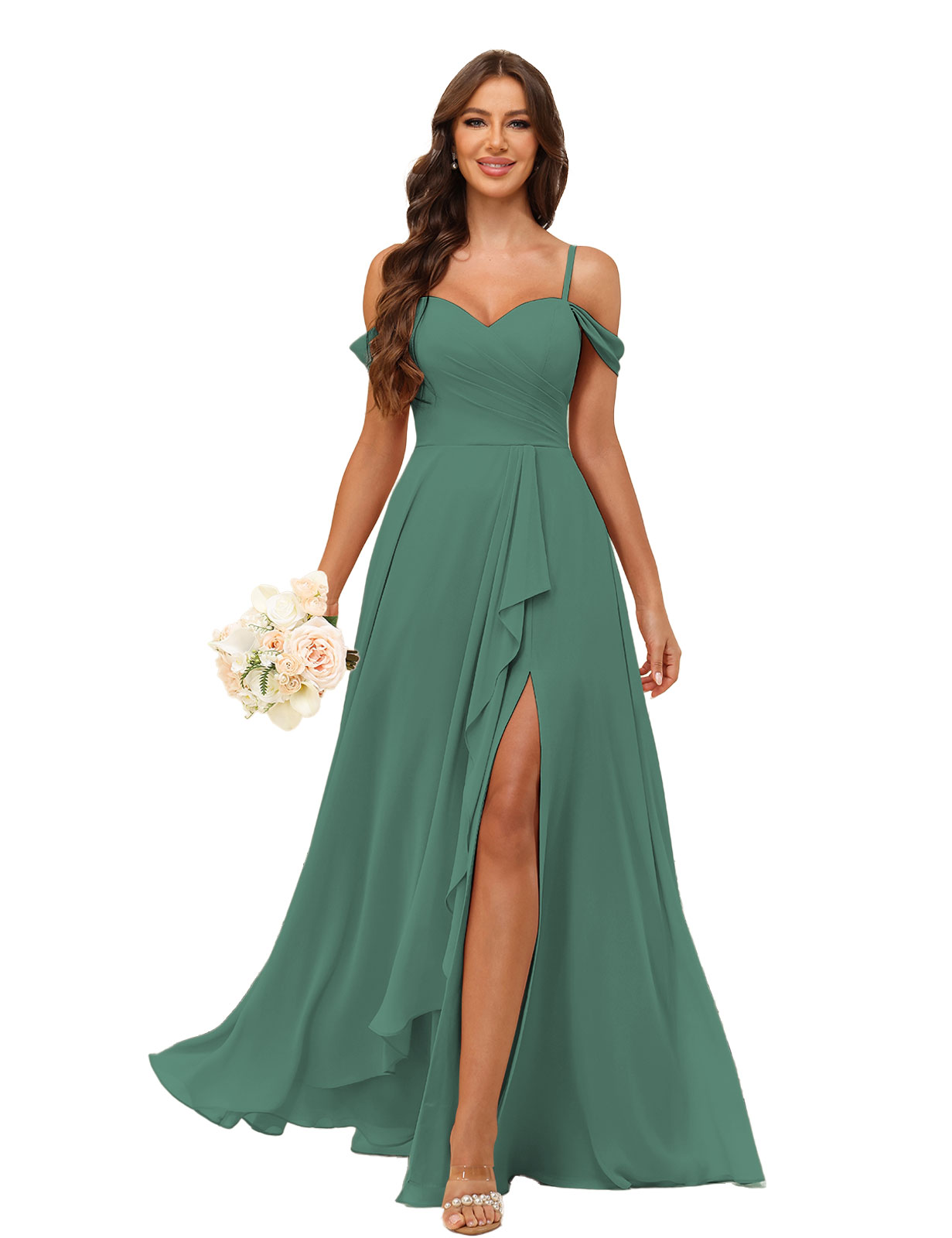 A-line Sweetheart Chiffon Silt Lace Up Bridesmaid Dress #BM2507137