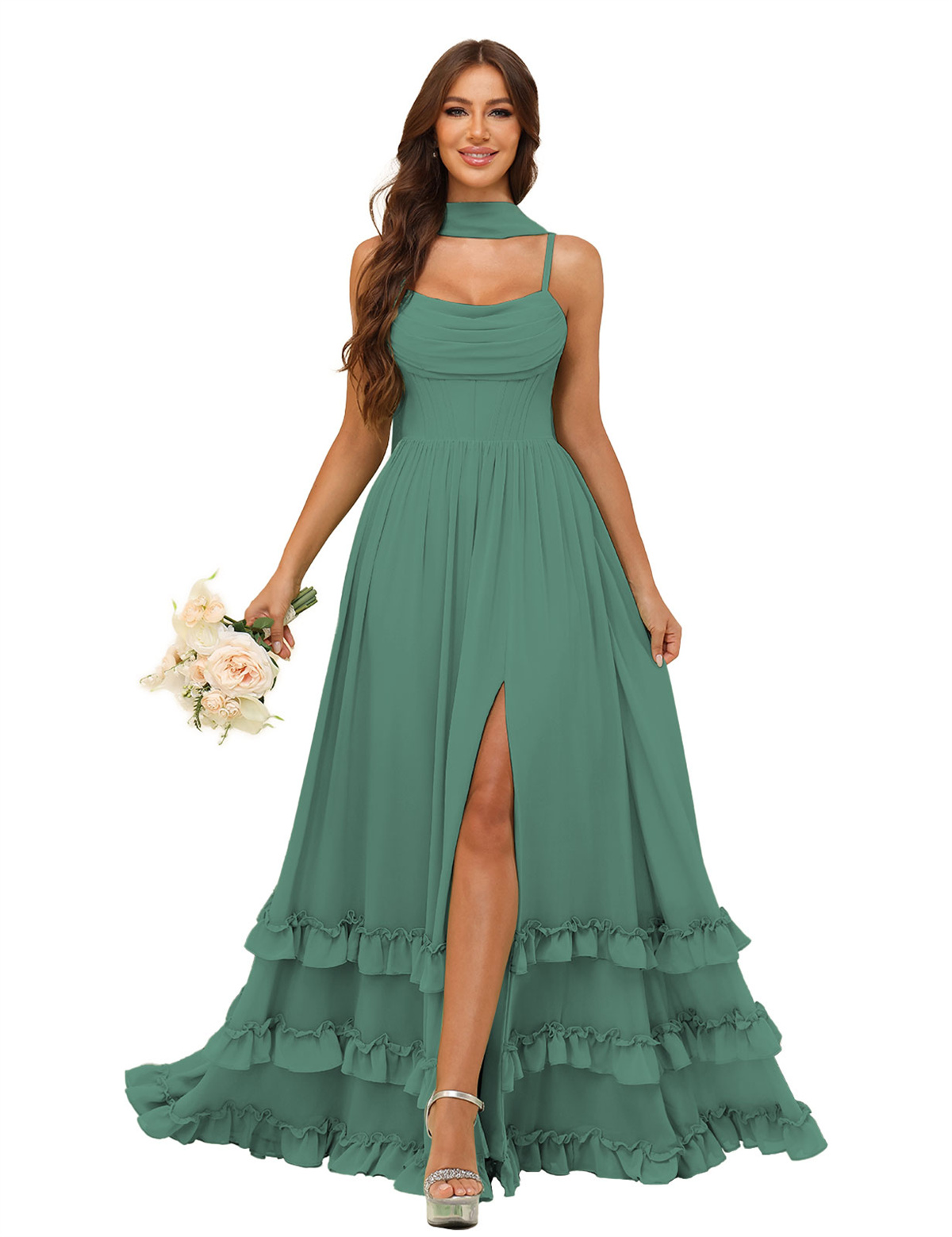 A-line Strapless Chiffon Ruffles Bridesmaid Dress #BM2507130