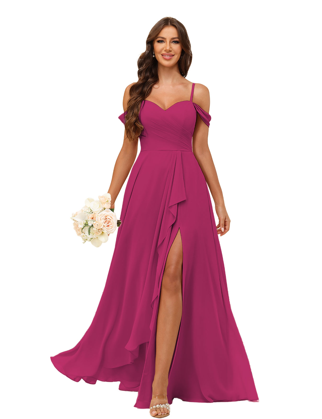 A-line Sweetheart Chiffon Silt Lace Up Bridesmaid Dress #BM2507137