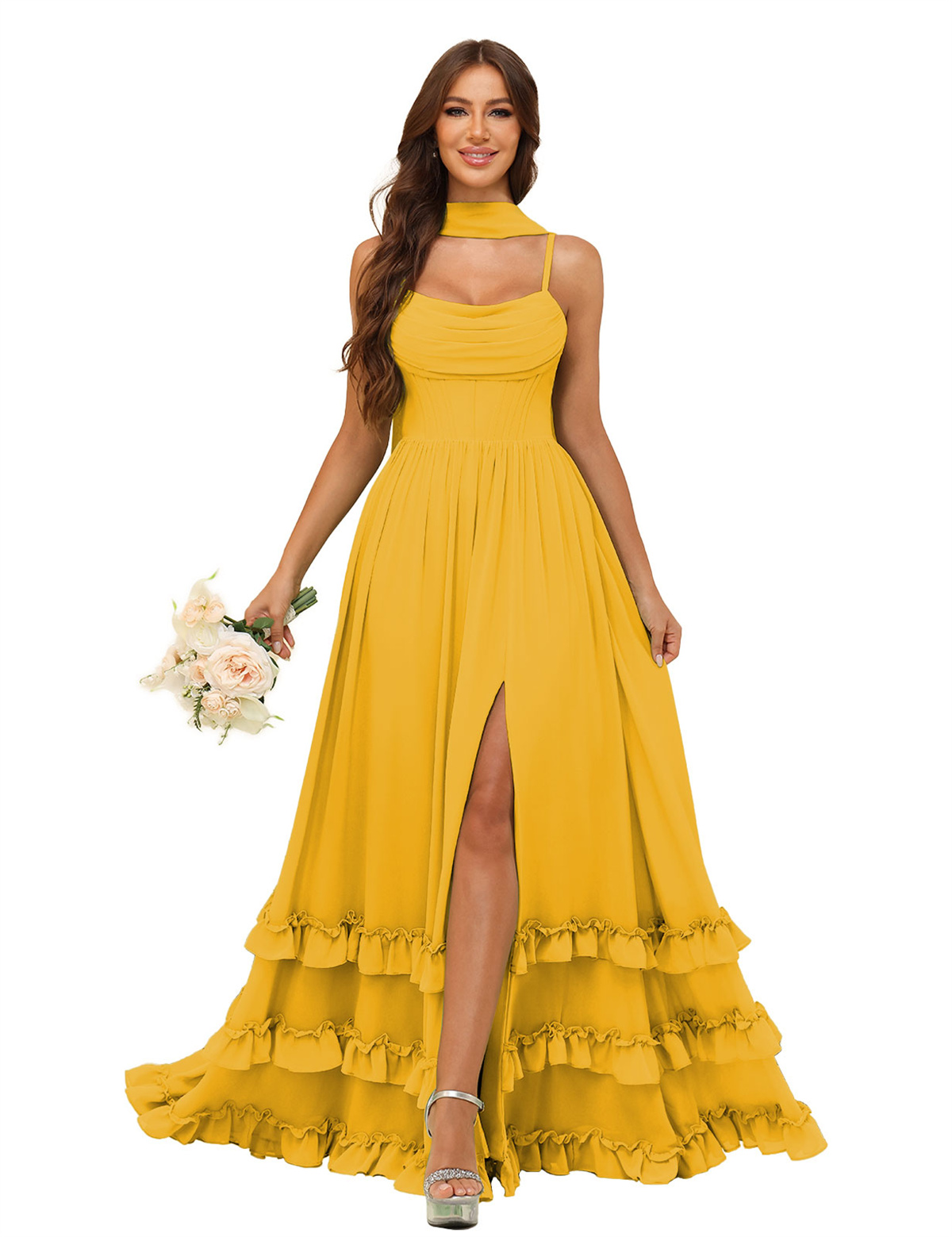 A-line Strapless Chiffon Ruffles Bridesmaid Dress #BM2507130