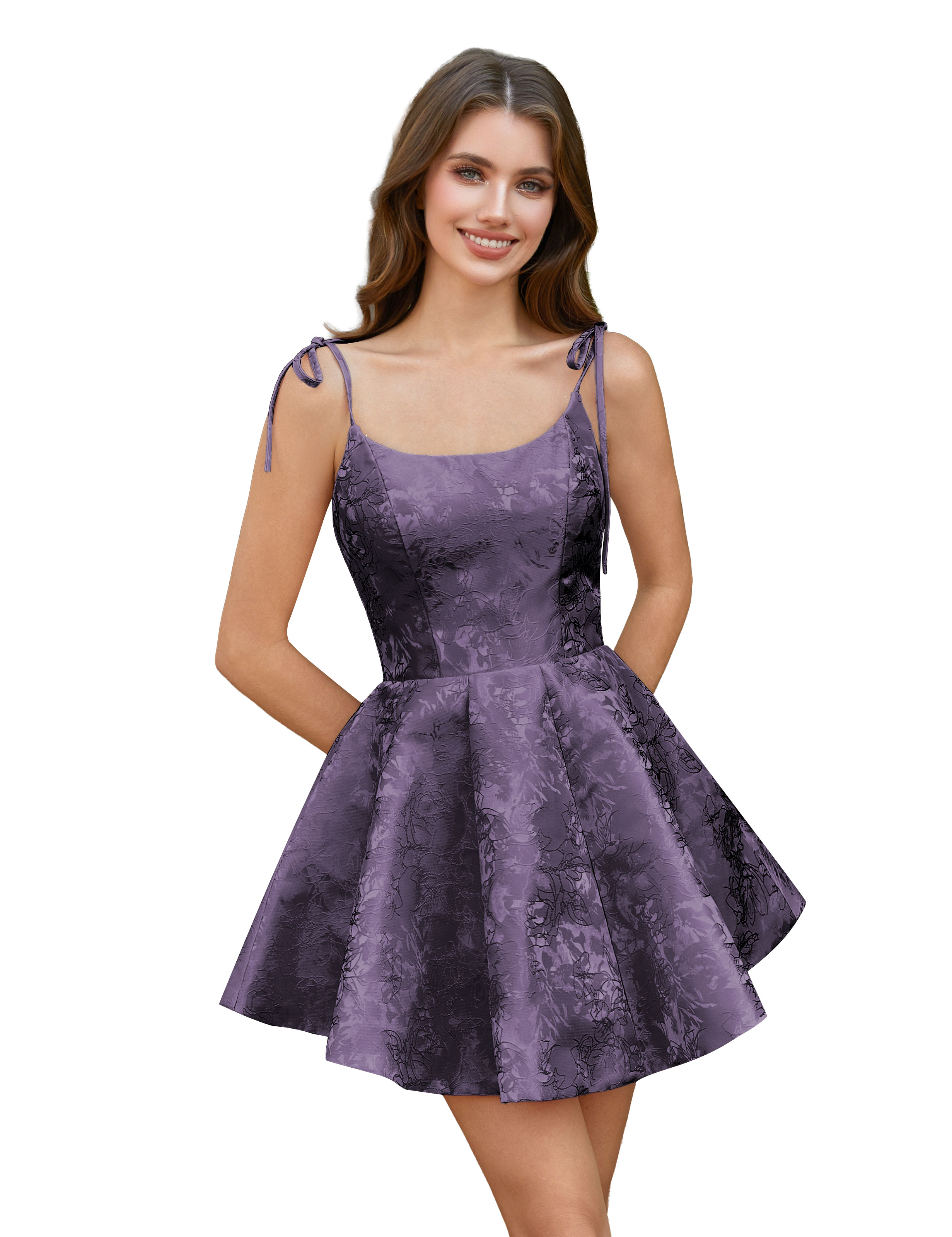  A-Line Spaghetti Straps Satin Homecoming Dress with Pockets #HC2402238