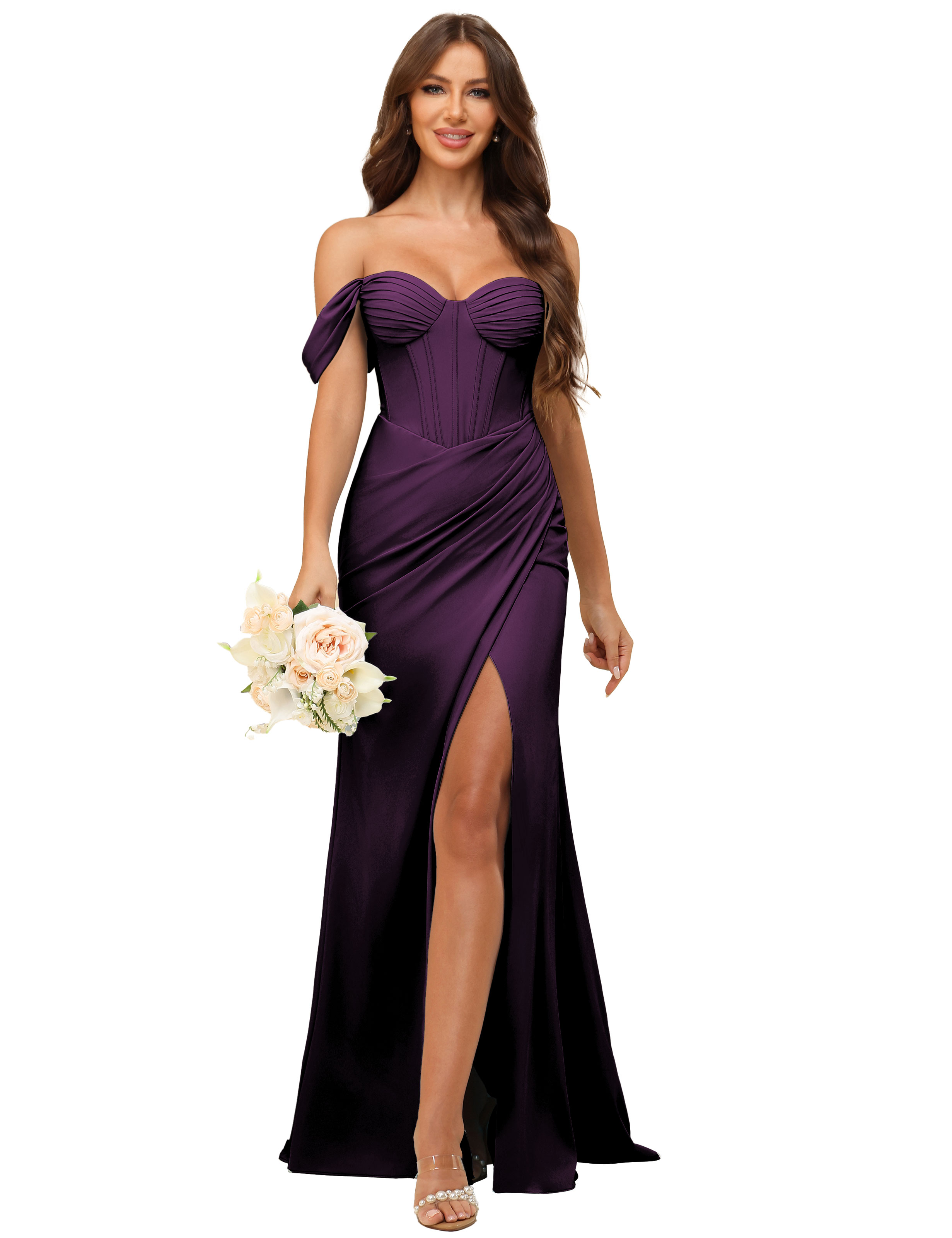 Mermaid Off-The-Shoulder Slit Bridesmaid Dress #BM2507139