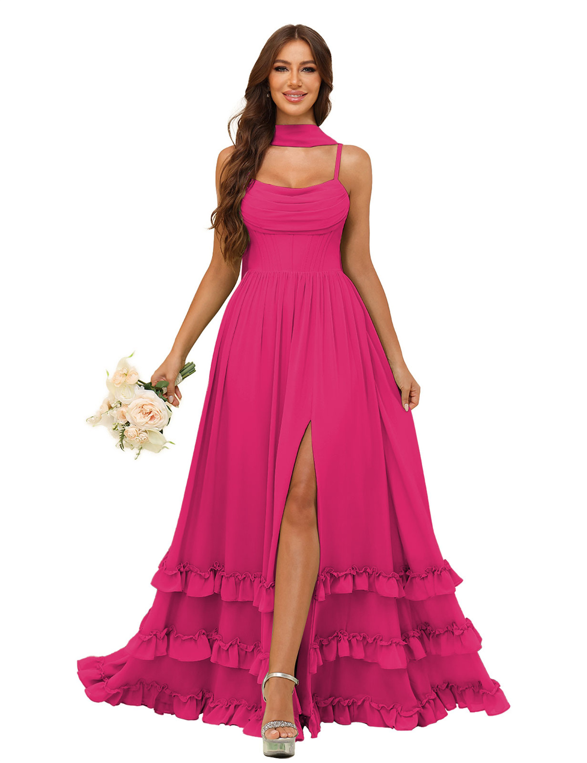 A-line Strapless Chiffon Ruffles Bridesmaid Dress #BM2507130