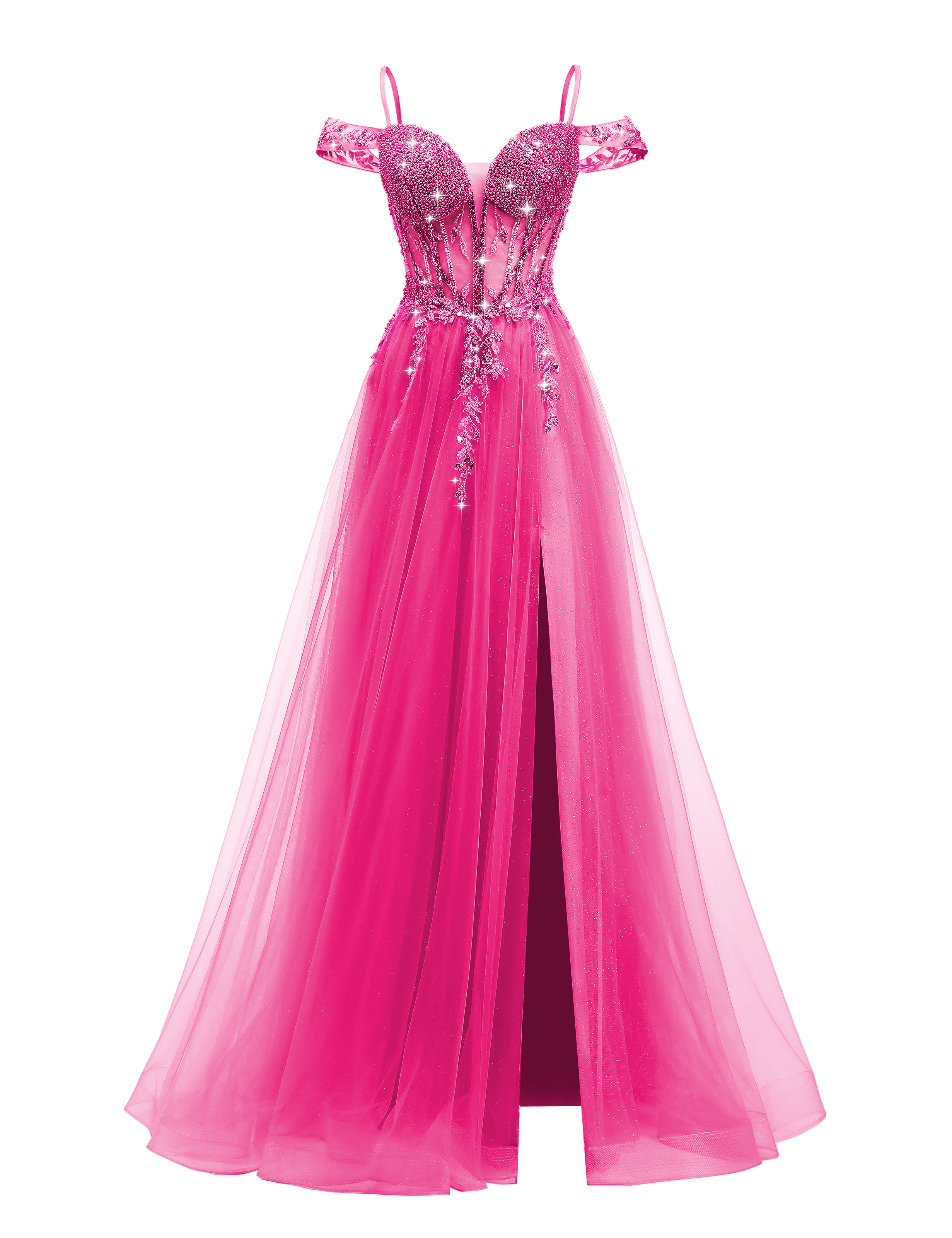 A-line Sweetheart Beaded Sparkly Tulle Lace Appliques Prom Dress #PR2510005