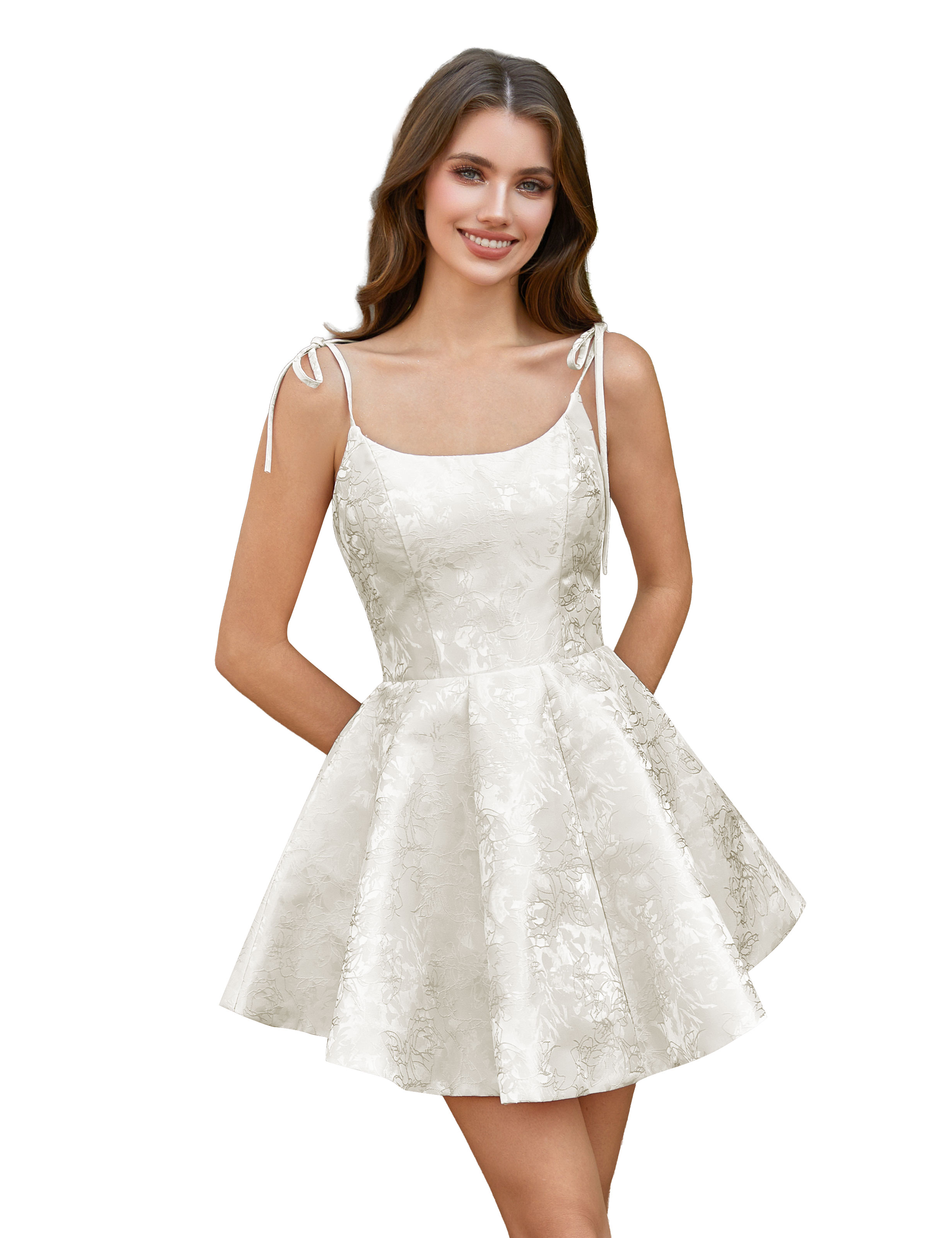  A-Line Spaghetti Straps Satin Homecoming Dress with Pockets #HC2402238