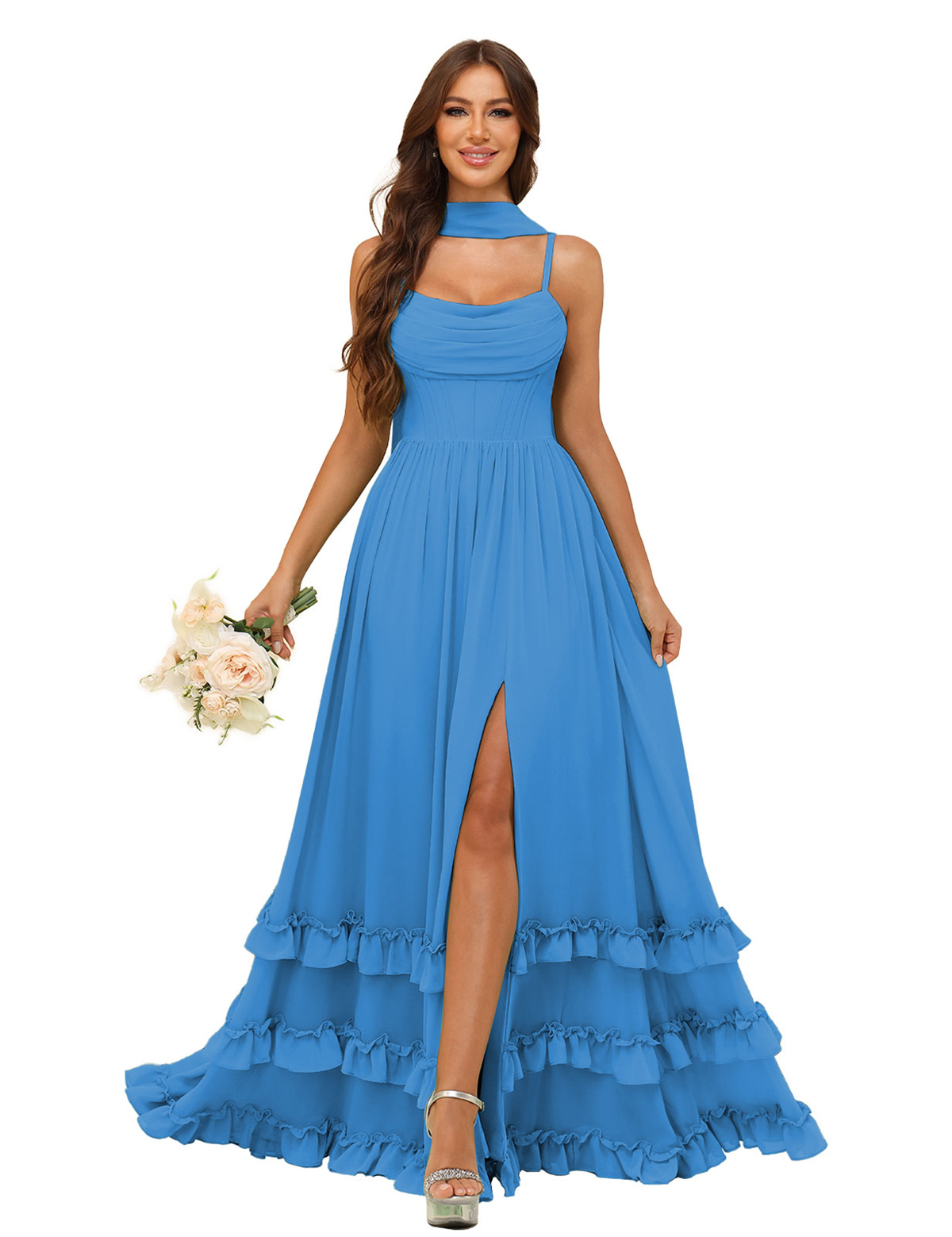 A-line Strapless Chiffon Ruffles Bridesmaid Dress #BM2507130