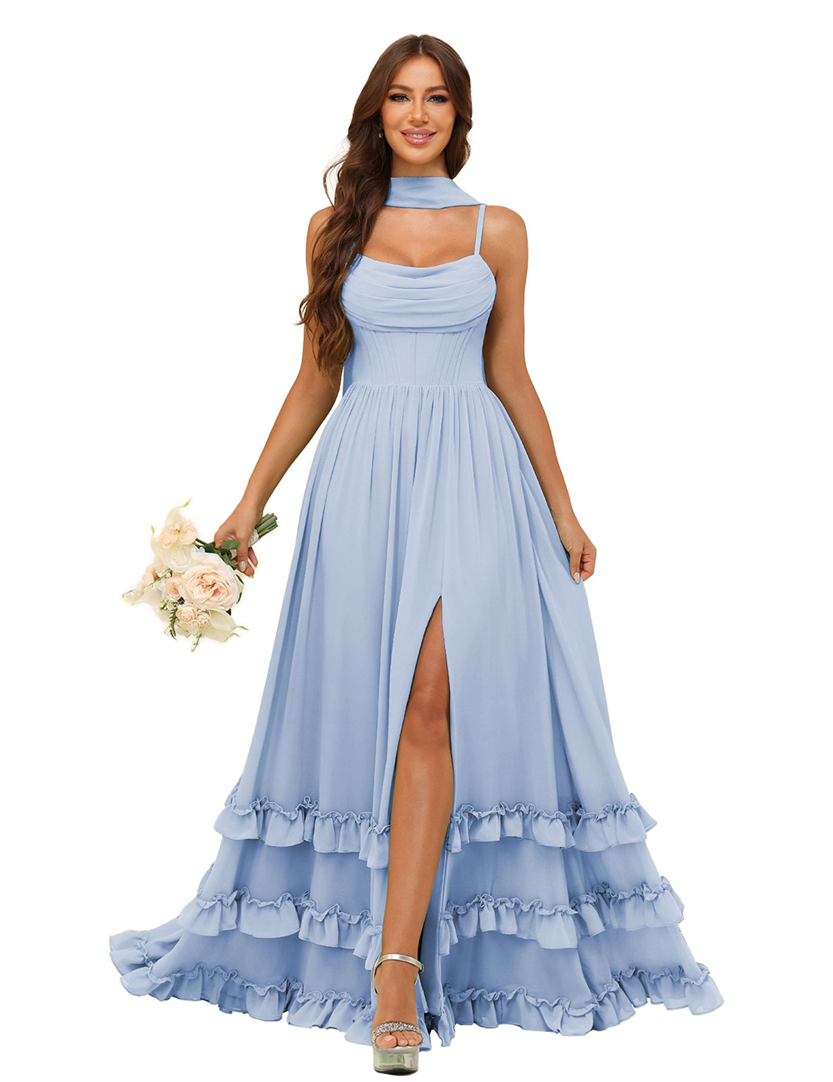 A-line Strapless Chiffon Ruffles Bridesmaid Dress #BM2507130