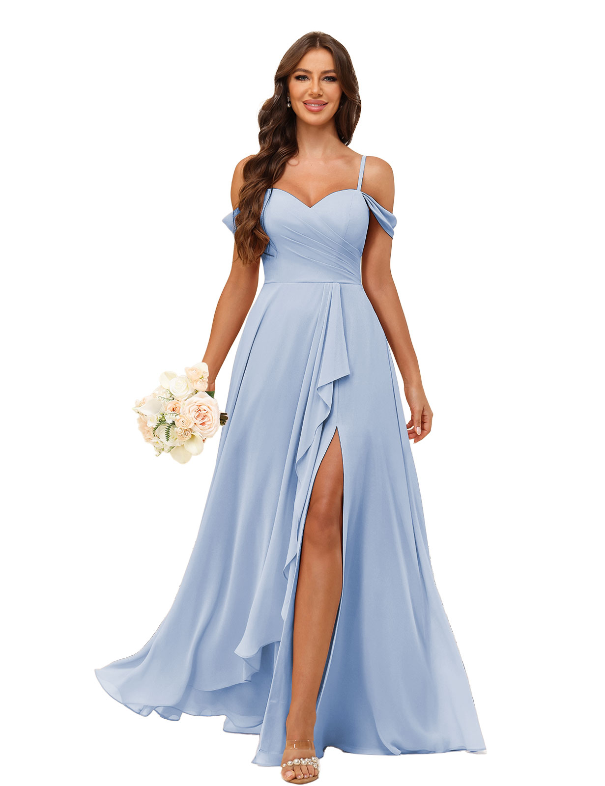 A-line Sweetheart Chiffon Silt Lace Up Bridesmaid Dress #BM2507137