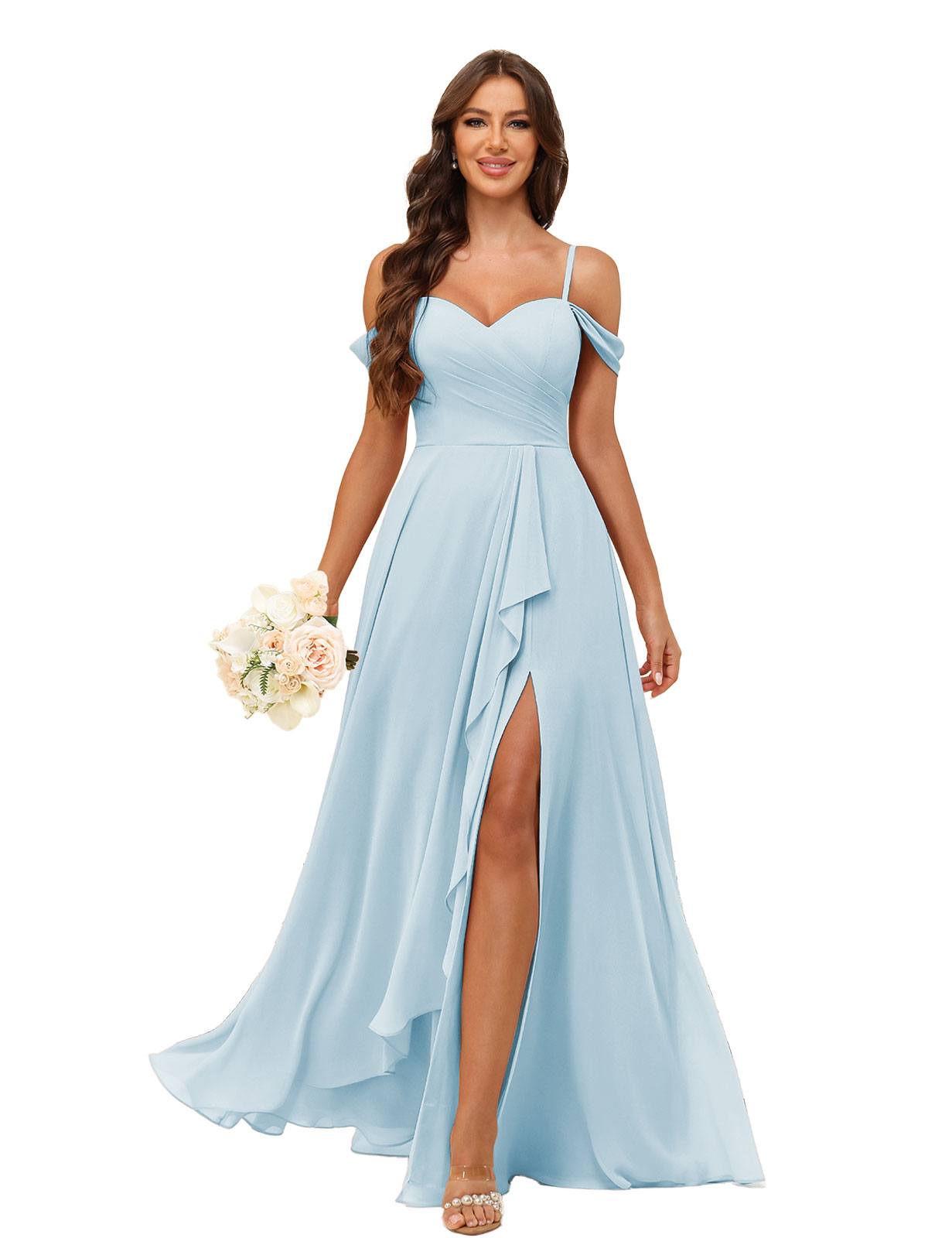 A-line Sweetheart Chiffon Silt Lace Up Bridesmaid Dress #BM2507137