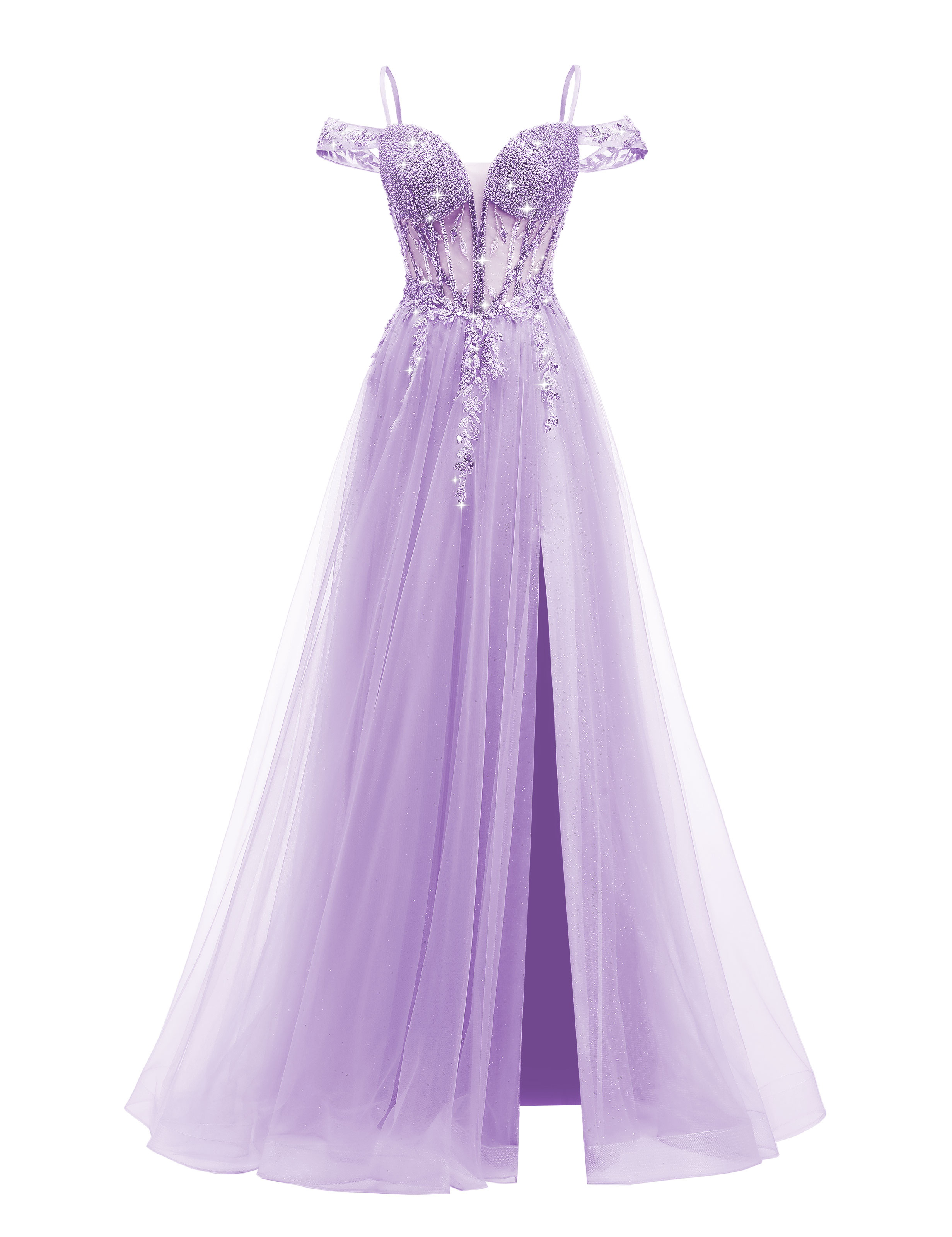 A-line Sweetheart Beaded Sparkly Tulle Lace Appliques Prom Dress #PR2510005