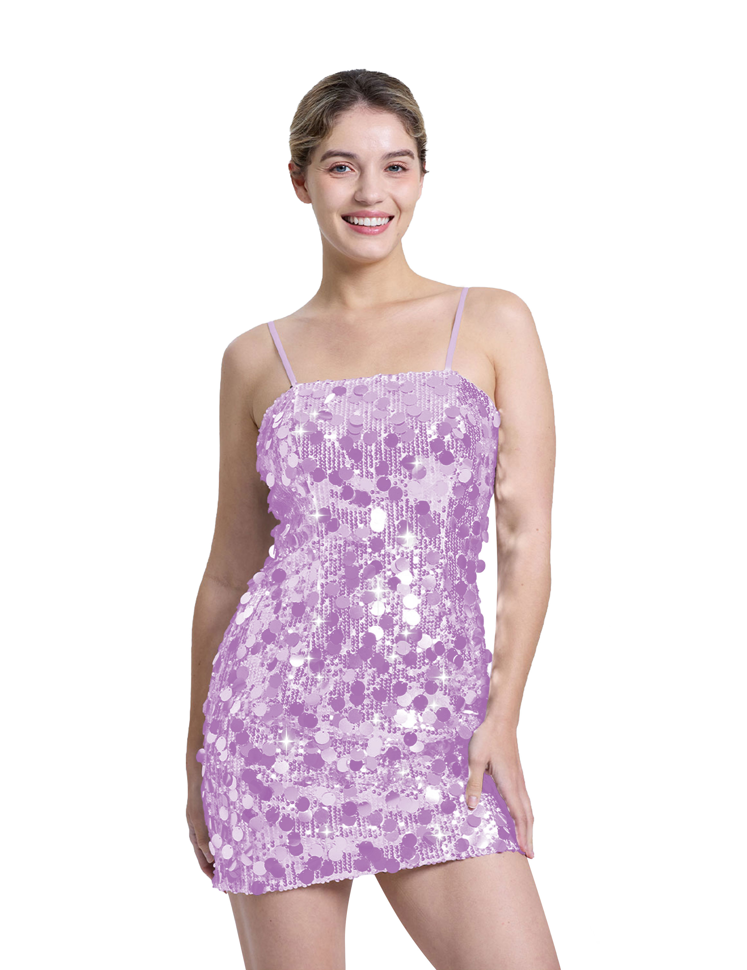 Sexy Spaghetti Strap Glitter Sequin Bodycon Club Party Homecoming Dress #HC2604022