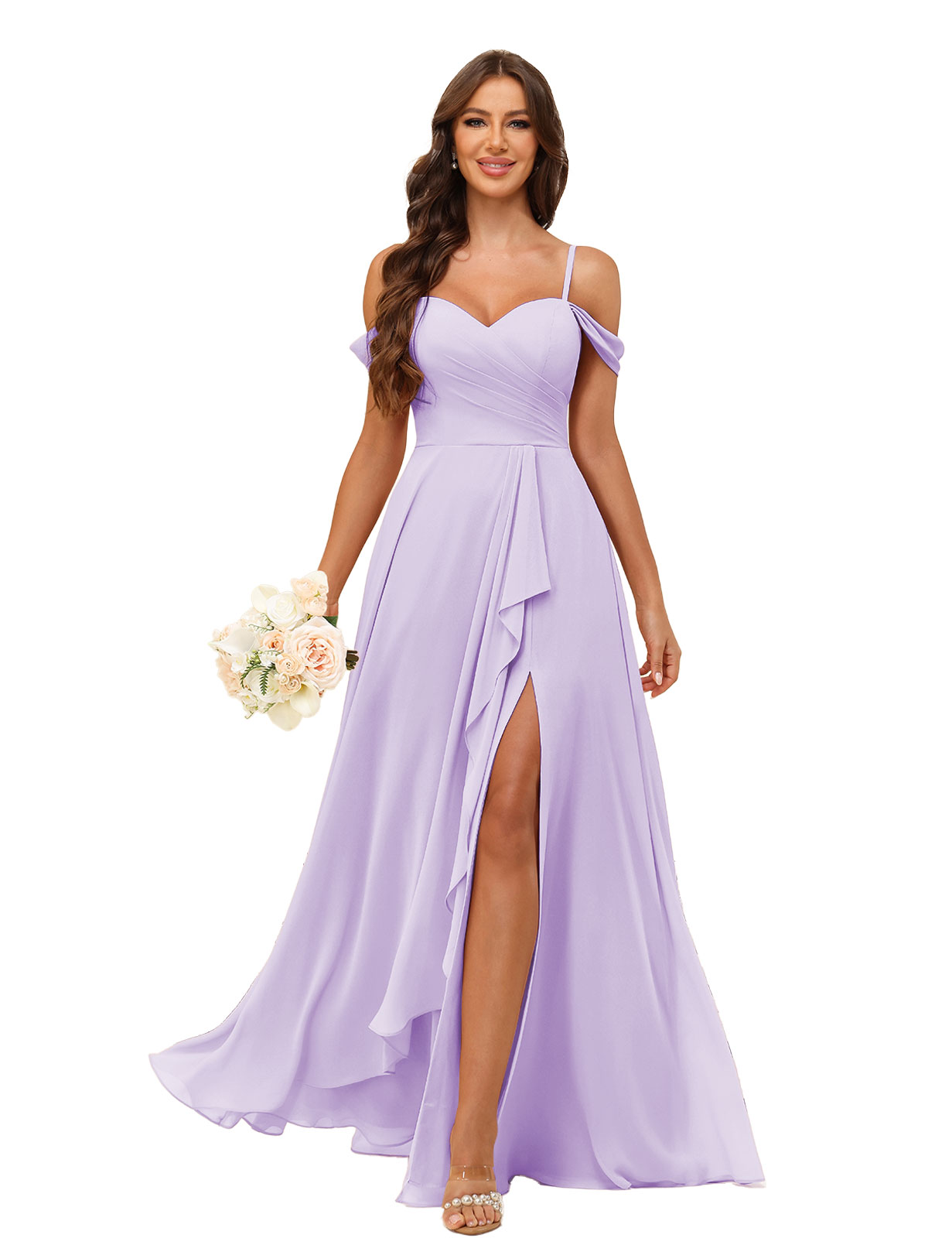 A-line Sweetheart Chiffon Silt Lace Up Bridesmaid Dress #BM2507137