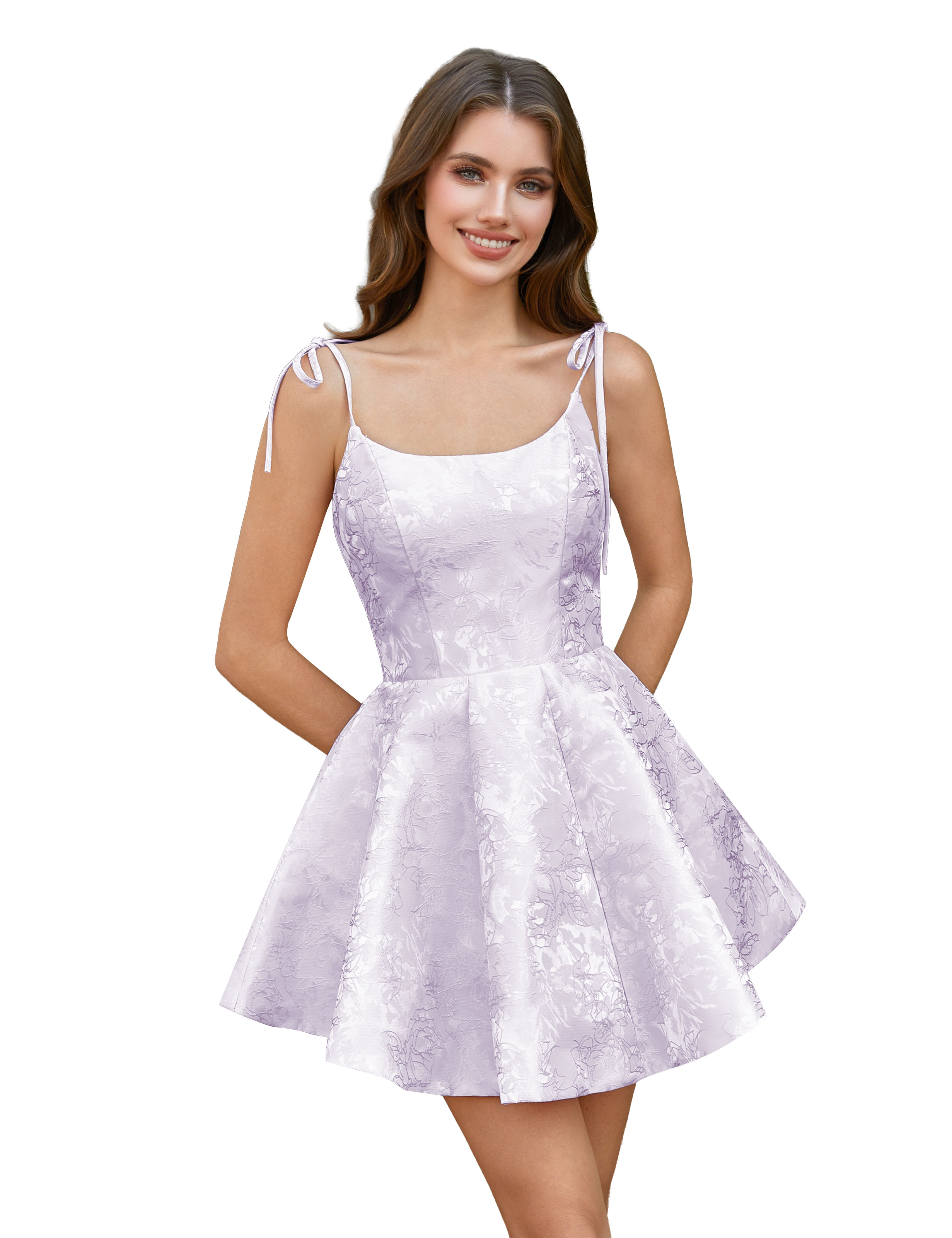  A-Line Spaghetti Straps Satin Homecoming Dress with Pockets #HC2402238