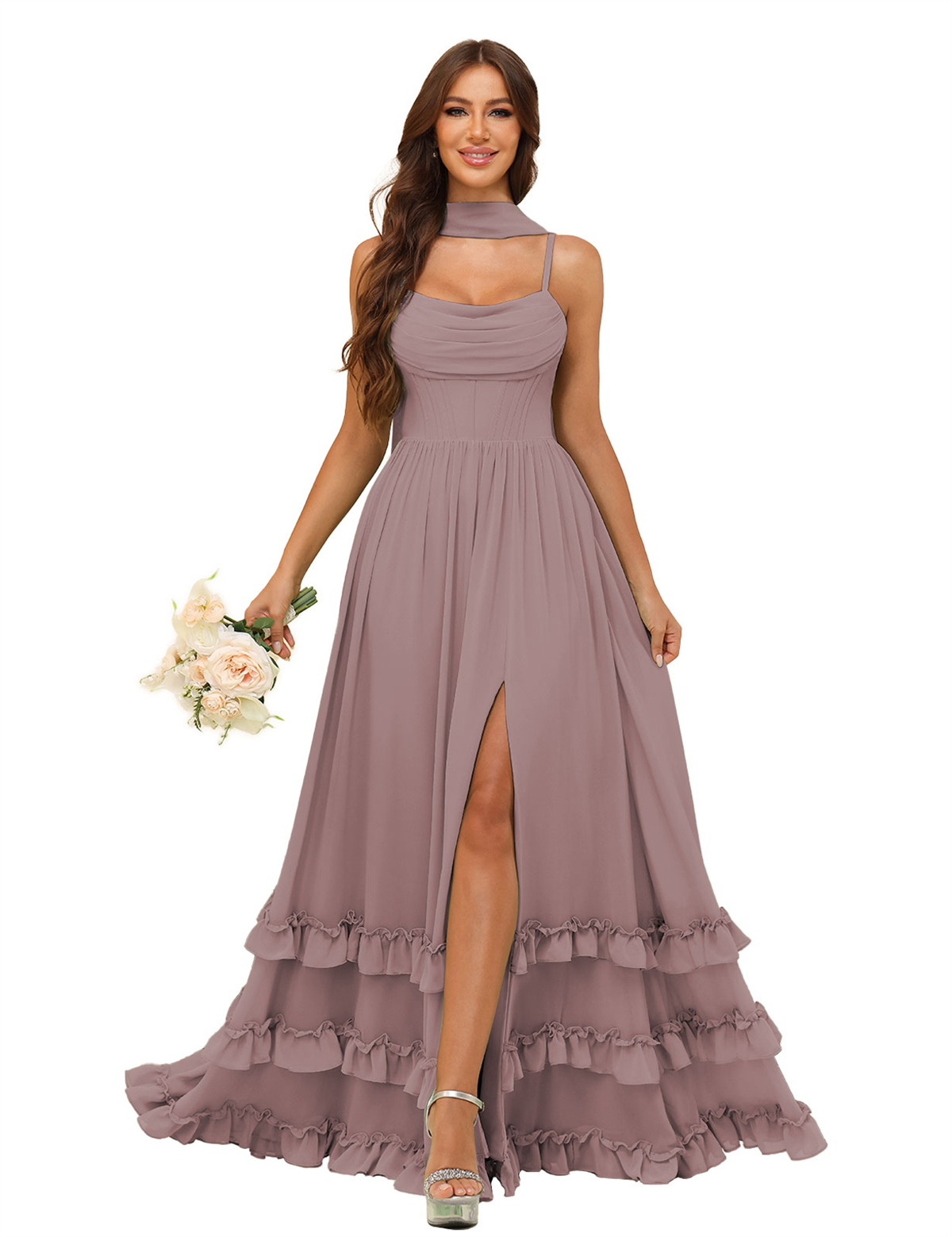 A-line Strapless Chiffon Ruffles Bridesmaid Dress #BM2507130