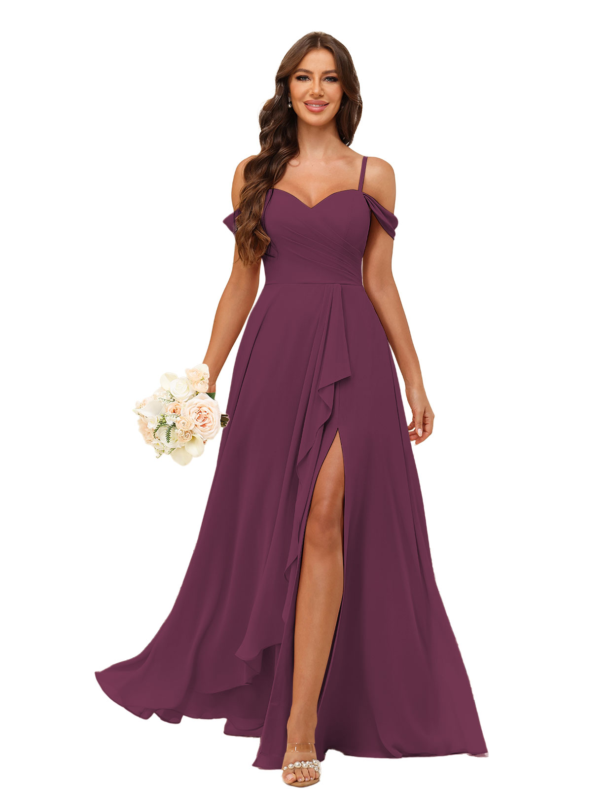 A-line Sweetheart Chiffon Silt Lace Up Bridesmaid Dress #BM2507137