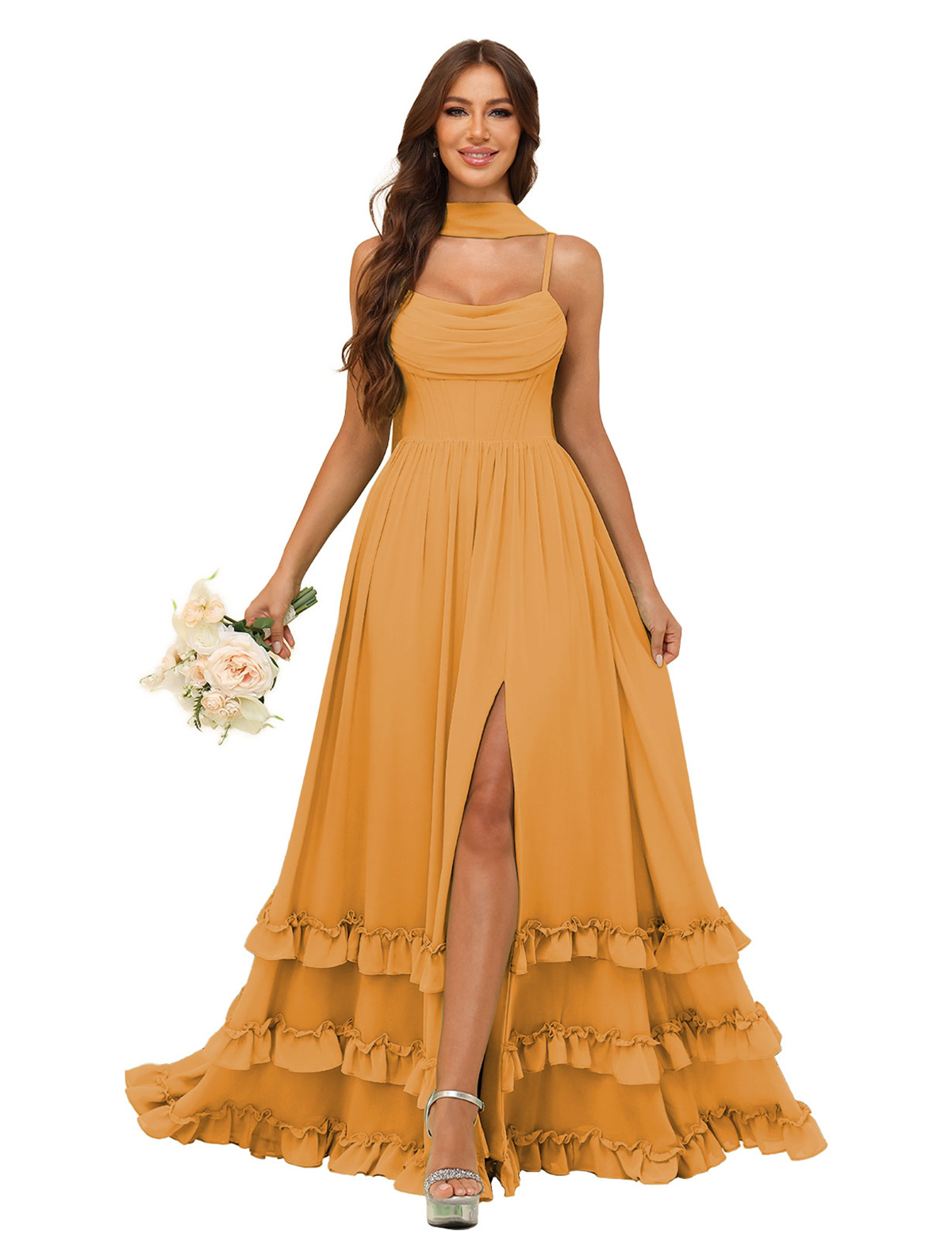 A-line Strapless Chiffon Ruffles Bridesmaid Dress #BM2507130